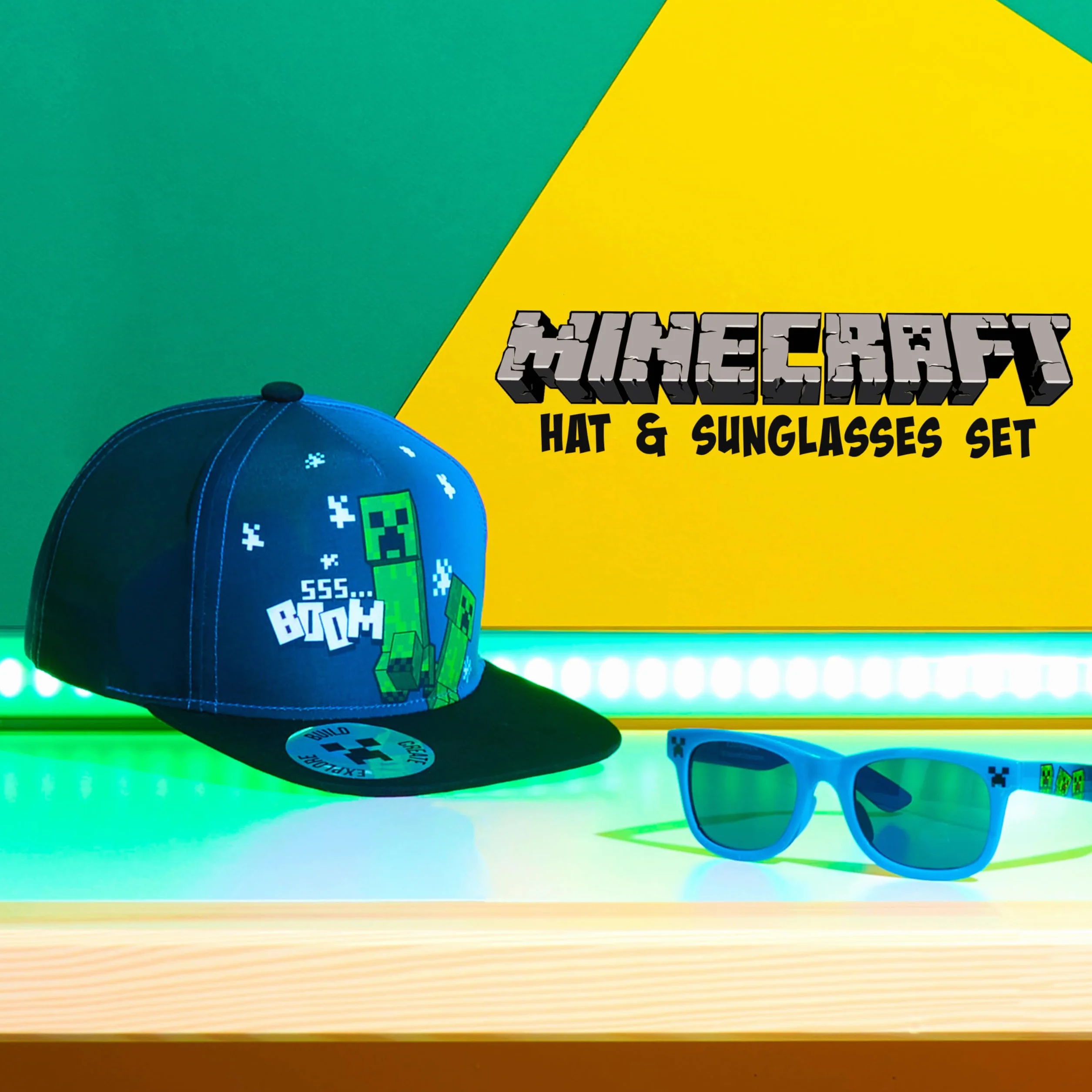 MINECRAFT Czapka dziecięca - czapka z daszkiem i okularami przeciwsłonecznymi UV zestaw