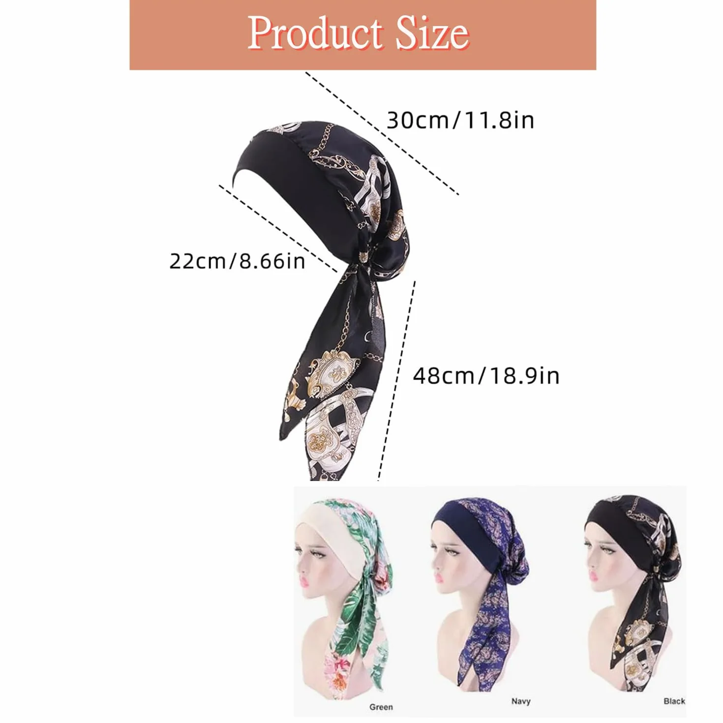 Chusta turban, damska chusta na lato, z nadrukiem, elastyczny turban, chusta na głowę, chemia, nakrycie głowy, bawełna, turban, czapka dla kobiet, wypadanie włosów, rak, chemia