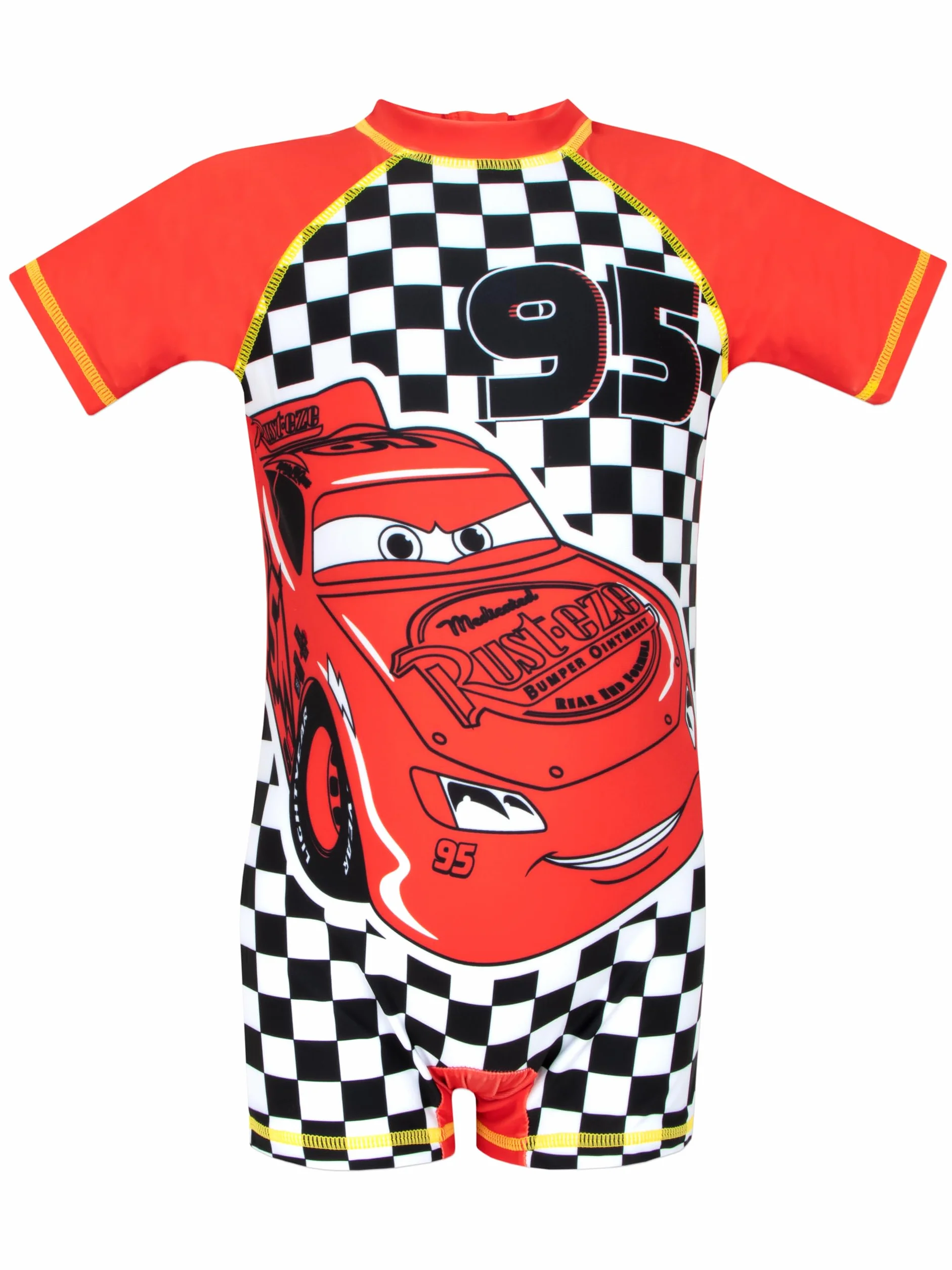 Kostium kąpielowy Disney dla chłopców | Jednoczęściowy kostium kąpielowy Błyskawica McQueen Cars dla chłopców