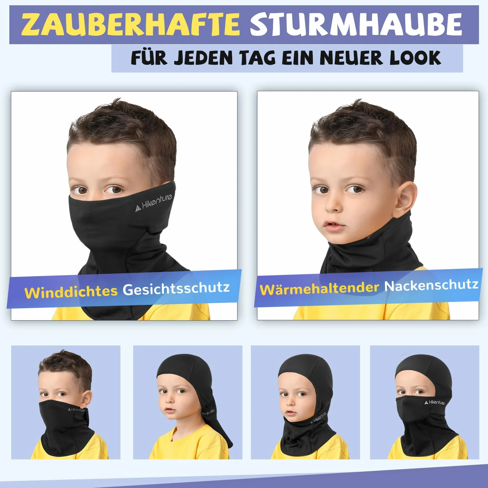 HIKENTURE Zimowa Kominiarka Dziecięca, Ciepła i Wiatroszczelna Balaclava, Maska Narciarska Pod Kask dla Chłopców i Dziewczynek, Do Jazdy Na Rowerze