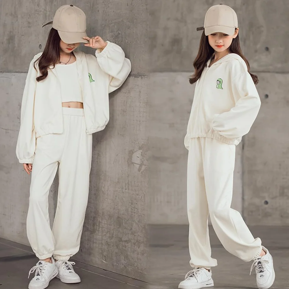 Dziecięca Dziewczyna Zestaw 3-częściowy Odzież do joggingu Bluza i spodnie sportowe Kostium Joggers Jesień Sportwear