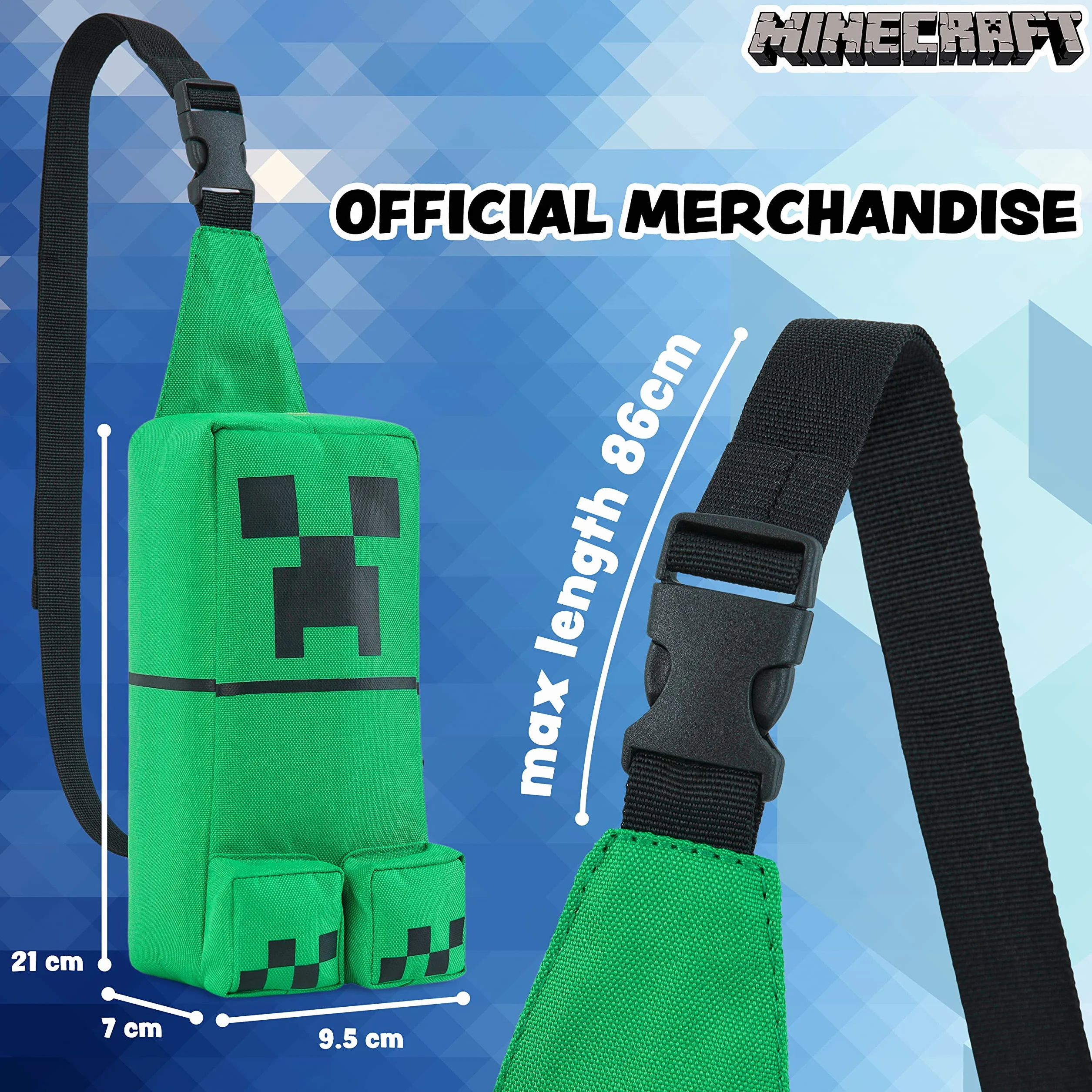 Minecraft Chłopięca torba crossbody z regulowanym paskiem - prezenty dla graczy