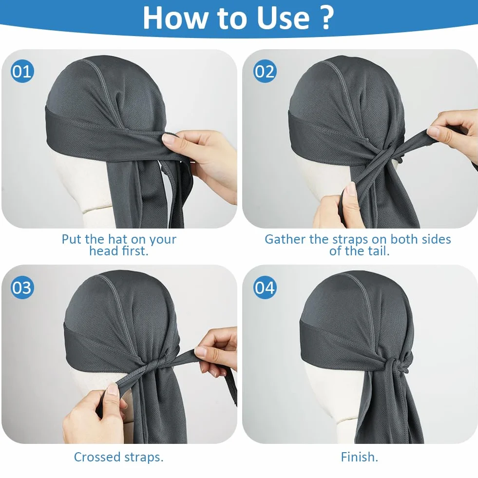 Bandana Czapka kolarska, Szybkoschnąca, Oddychająca Czapka Piracka, Sportowa Bandana Czapka Motocyklowa dla Mężczyzn Kobiet, Elastyczna Antypotliwość, Szybkoschnąca, Szary, 52-58cm