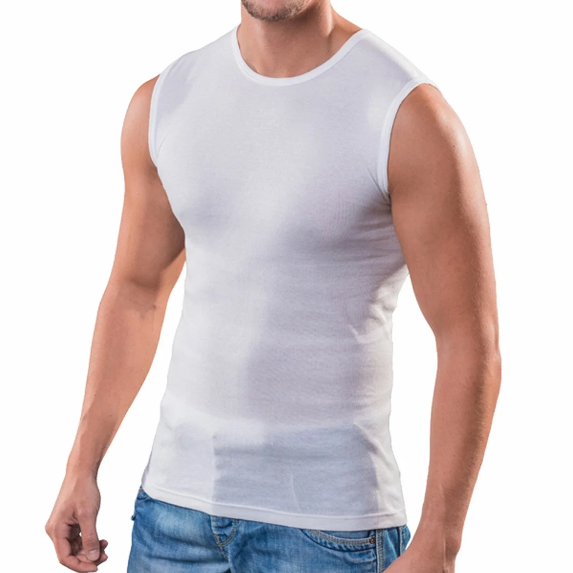 HERMKO 3040 3-pak męski tank top podkoszulek z okrągłym dekoltem ze 100% bawełny ekologicznej