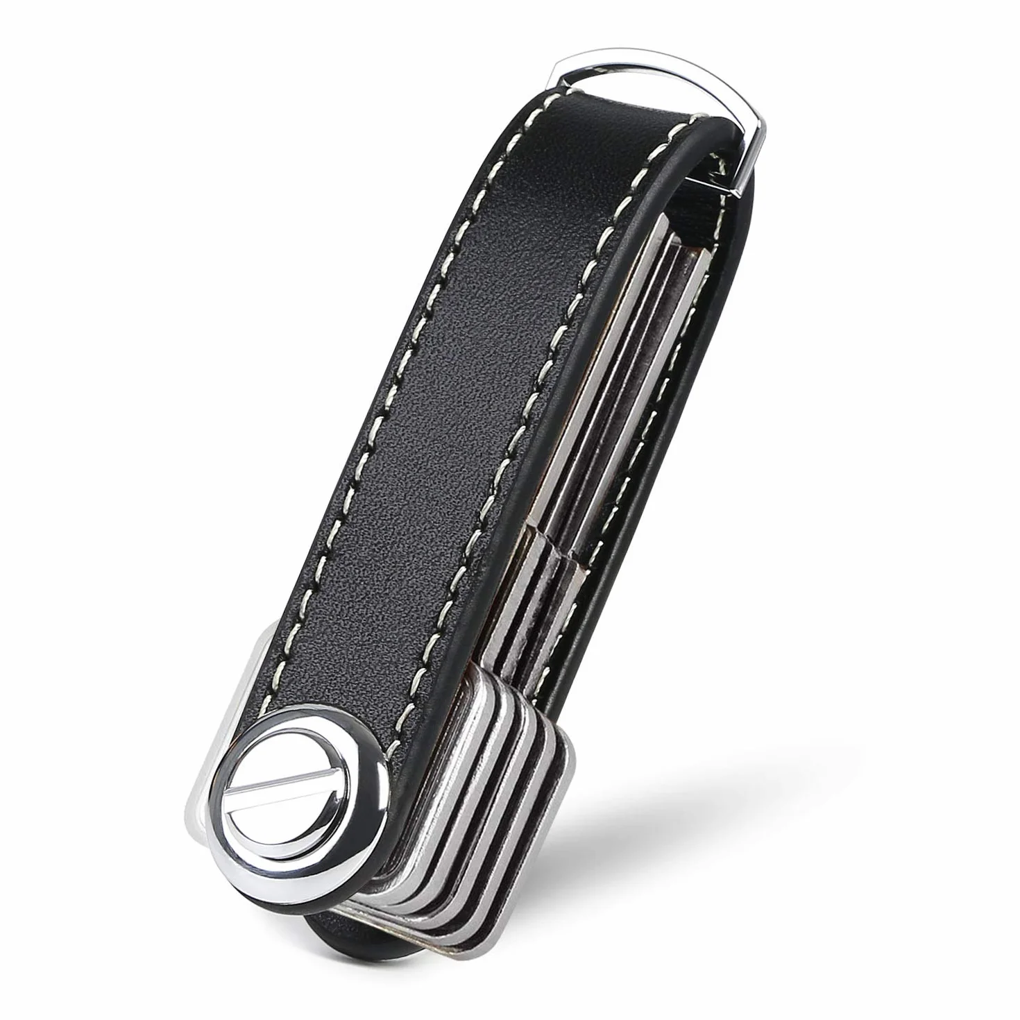 flintronic® Skórzane breloczki do kluczy męskie | odpinany brelok | inteligentny brelok kieszonkowy, stylowe pudełko prezentowe (mieści 10-12 wielu kluczy)