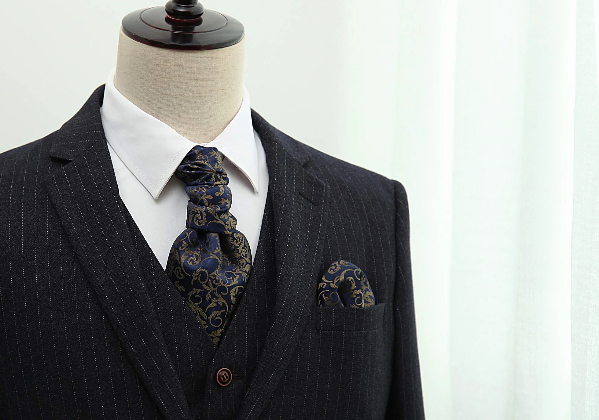 HISDERN Krawat Ascot Męskie Krawaty i chusteczki Zestaw Paisley Kwiaty Formalne Ślub Elegancki Krawat Żakardowy Szalik Ascot Męski