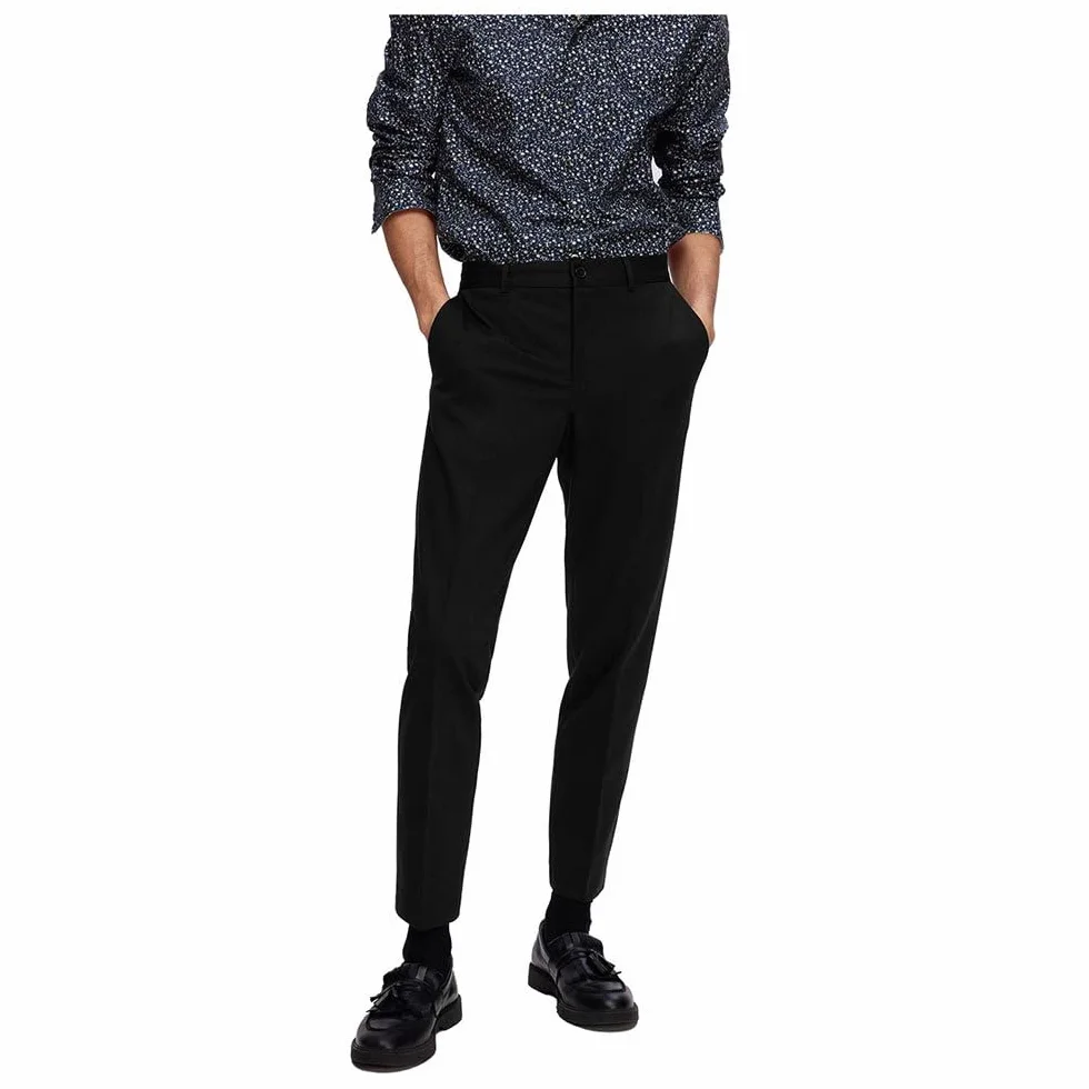 SELETED HOMME Męskie spodnie Slhslim-Delon Jersey TRS Flex Noos, czarny, 46