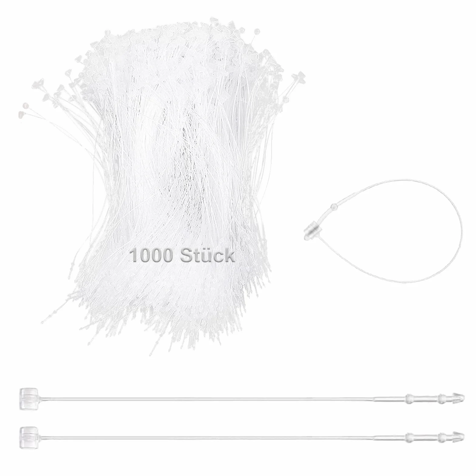 Nici bezpieczeństwa 126 mm, 1000 sztuk bezpiecznych nici, do etykiet z nicią, metka cenowa, odzież