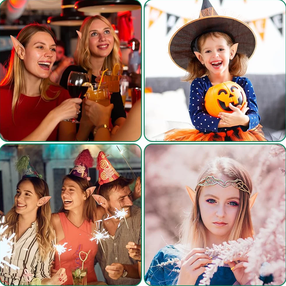Aomig 2/3 pary damskie uszy elf, uszy elfa, lateks wróżka lateksowe uszy na cosplay uszy elf Halloween Boże Narodzenie każda impreza tematyczna
