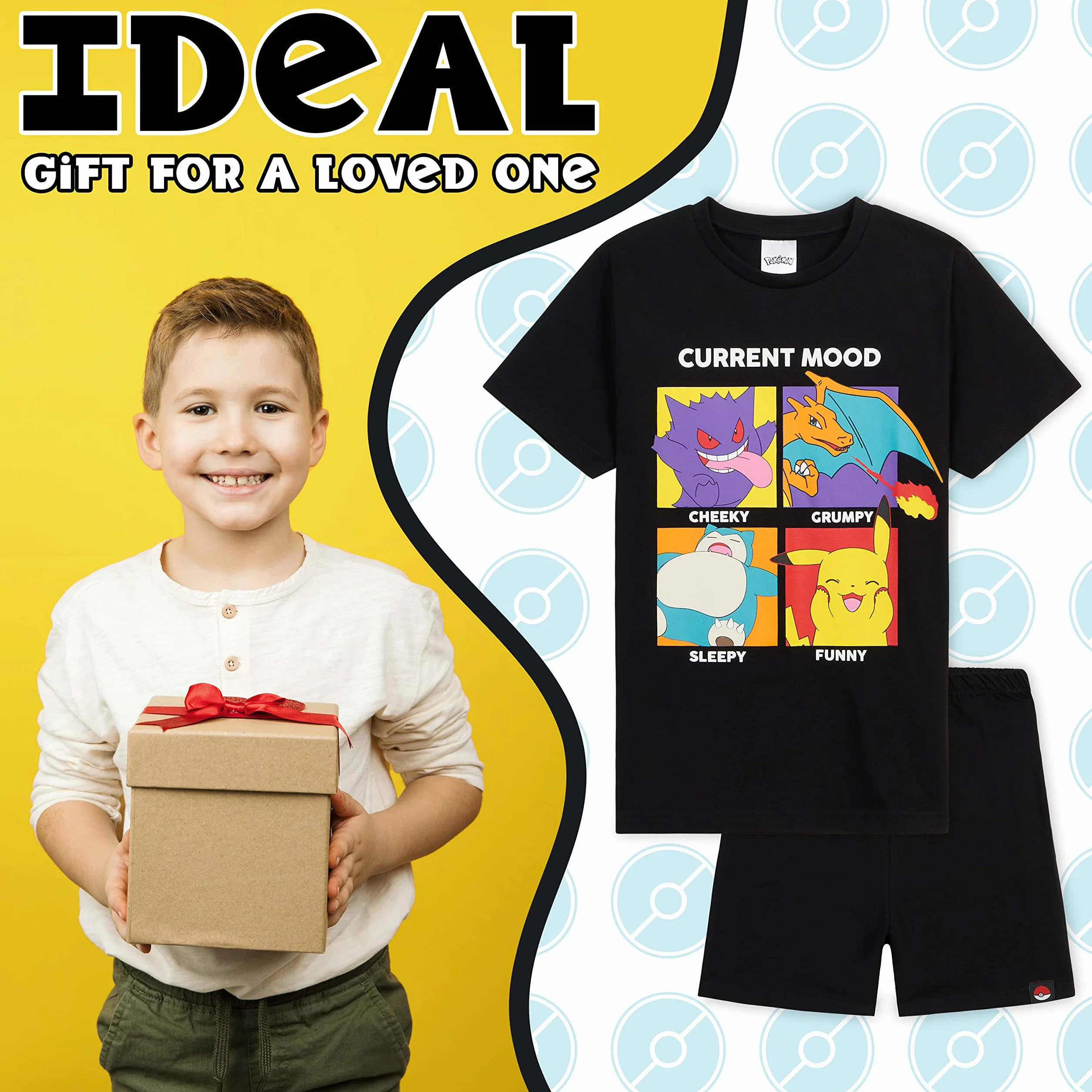 Pokemon Piżama Dziecko Lato - Piżama Chłopiec i Nastolatki - Piżama 2 szt. Dziecko T-shirt i spodnie Miękkie i oddychające 4-14 lat- Prezenty dla dzieci