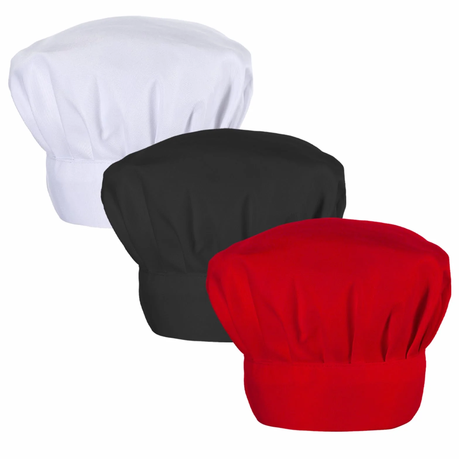 Teaaha 3 czapki kucharskie, uniseks, regulowana, dla dorosłych, mężczyzn i kobiet, do restauracji, gotowania, grilla, pieczenia, mundurek kuchenny (czarny, biały, burgundowy)