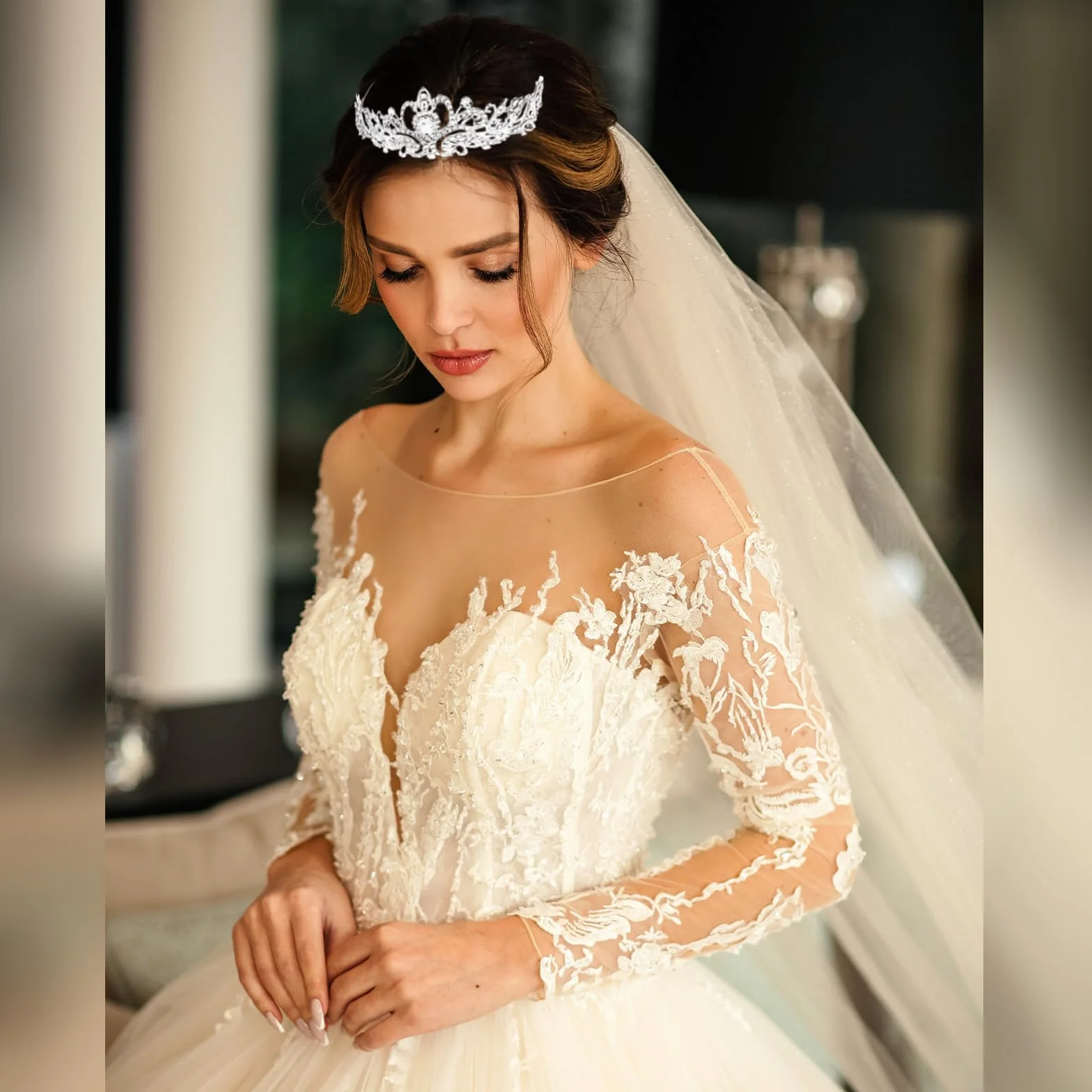 Tiare Diademe damska z kryształem górskim, korona, księżniczka, dorosły, dziecko, korona, przyszłość, panna młoda, tiara, ślub, urodziny, karnawał, przyjęcie