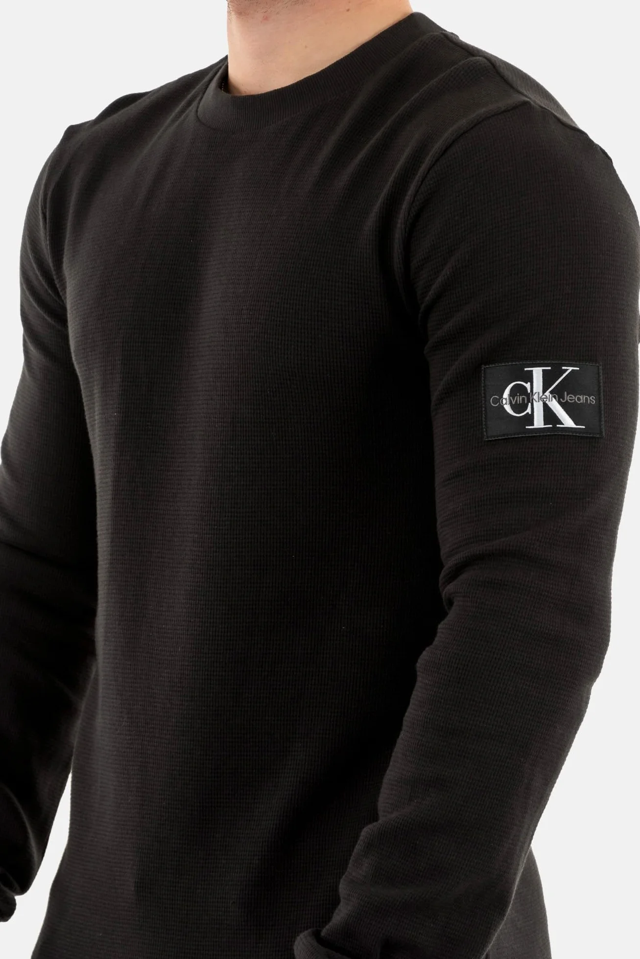 Calvin Klein Męskie dzianinowe topy L/S, Czarny, M