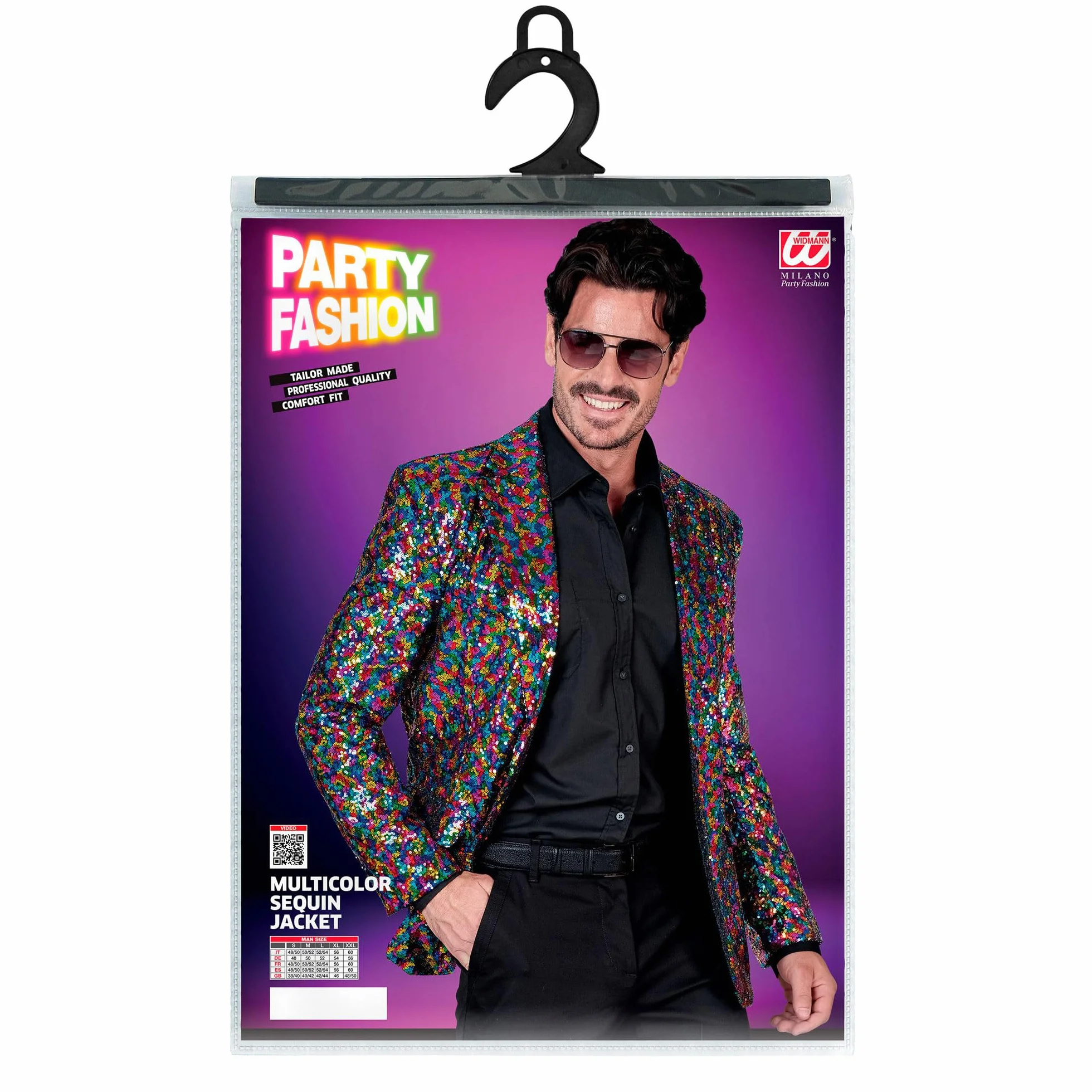 W WIDMANN MILANO Party Fashion - Imprezowa kurtka z cekinami dla mężczyzn, Disco Fever, kurtka garniturowa, zwierzęcy nadruk