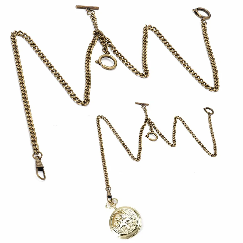 Klip łańcuszek do Zegarka Kieszonkowego, łańcuszek do Kamizelki Kieszonkowej w Stylu Vintage Stopu Metalu, Retro Stylu Vintage Metalowy łańcuszek do Zegarka Kieszonkowego Klasyczny(Brązowy)