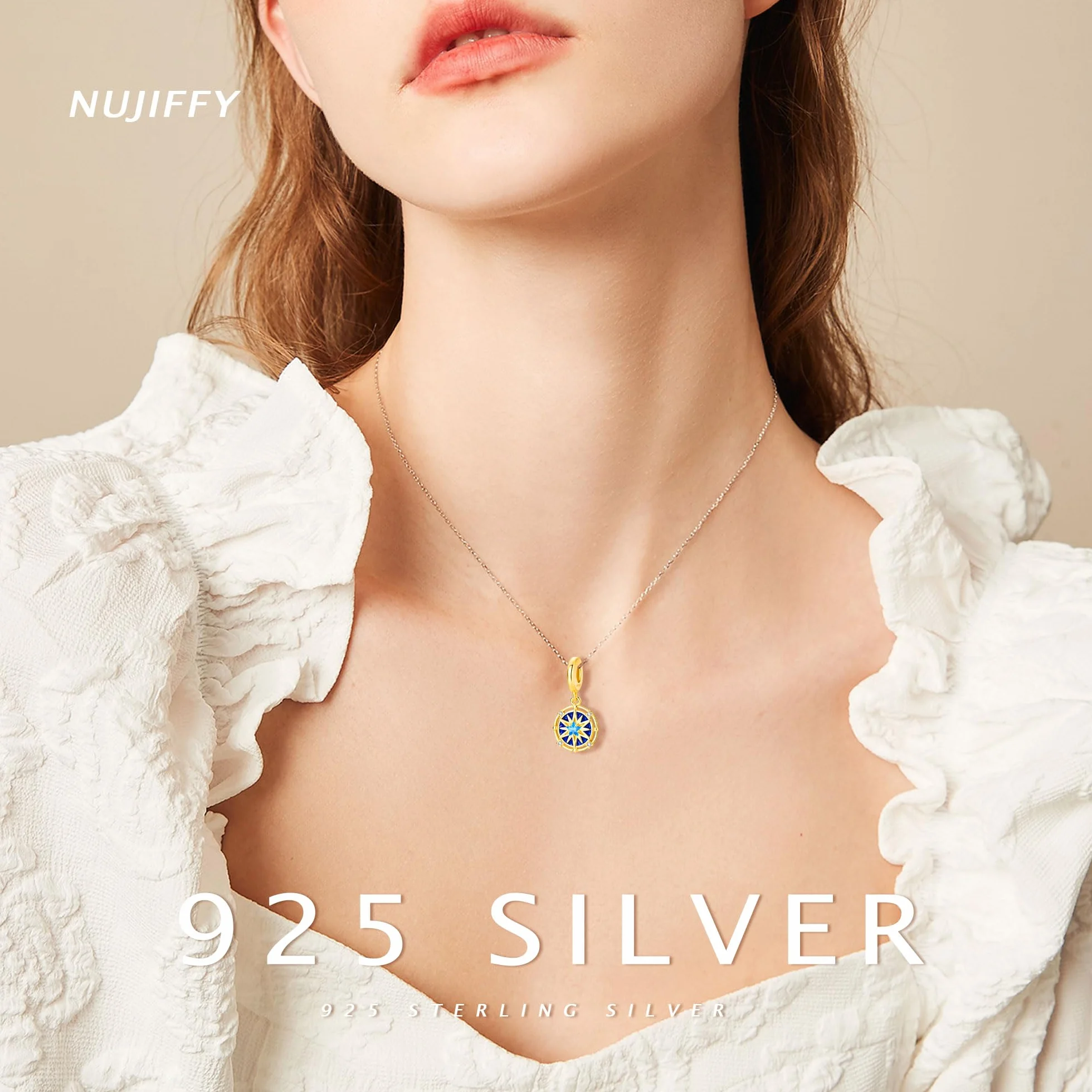 Zawieszka charms ze srebra próby 925, niebieski, księżyc, gwiazdy, słońce, krzyż, pierś, , Maria, Boho, koraliki, biżuteria do bransoletki, urocza bransoletka dla kobiet, dorosłych