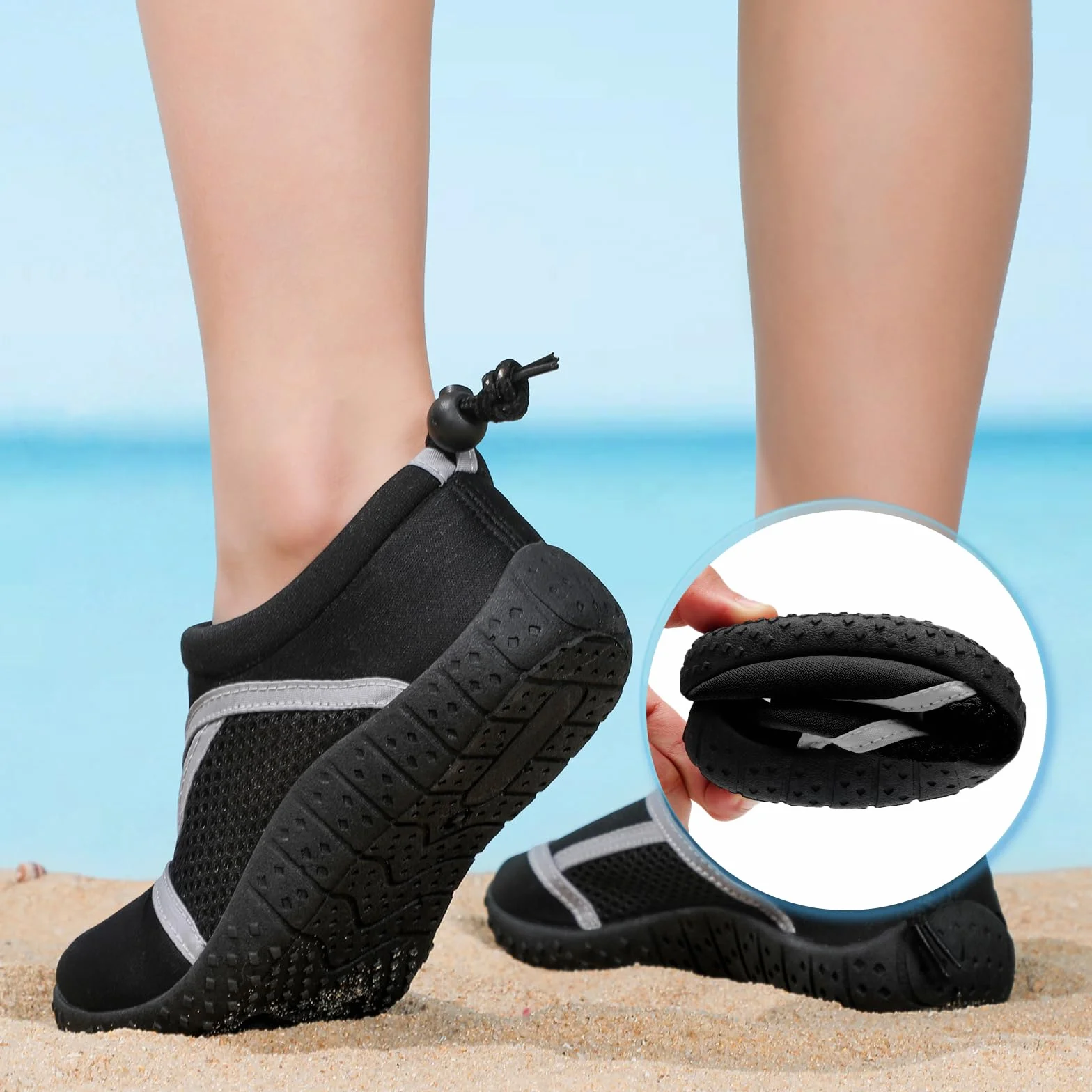 HKR Dziecięce buty do wody dla chłopców i dziewcząt, szybkoschnące, skarpety do pianki na plażę, do pływania i basenu, 10 UK Child