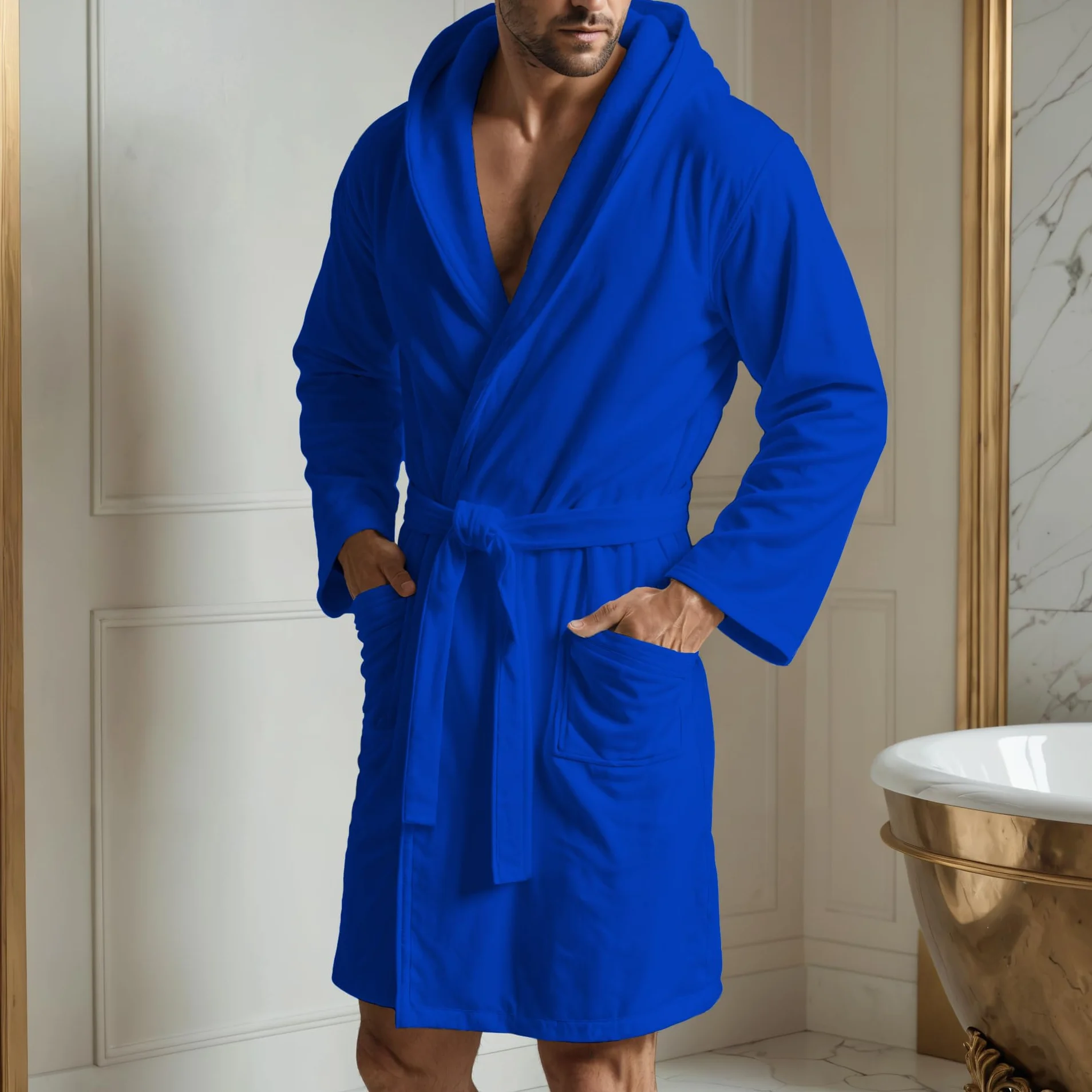 PETTI Artigiani Italiani - Szlafrok z mikrofibry, szlafrok męski, szlafrok kąpielowy z mikrofibry, szlafrok damski, niebieski (Electric Blue), XXL, 100% mikrofibra