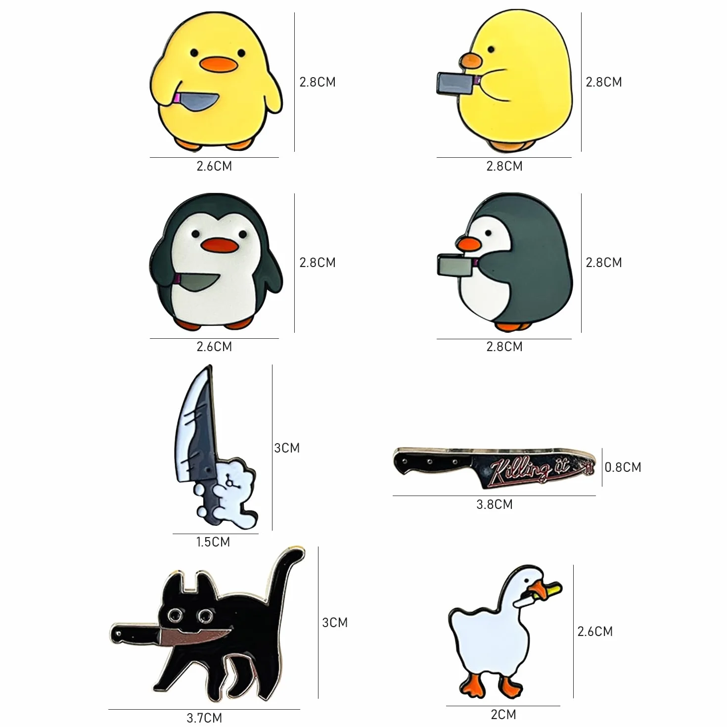 8 sztuk Kartonowych Odznak, Emaliowanych Przypinek, Urocze Odznaki Zwierząt, Kartonowe Przypinki z Kotami, Broszki z Kaczkami, Odznaki Emocjonalne, Broszki dla Mężczyzn, Kobiet i Dzieci