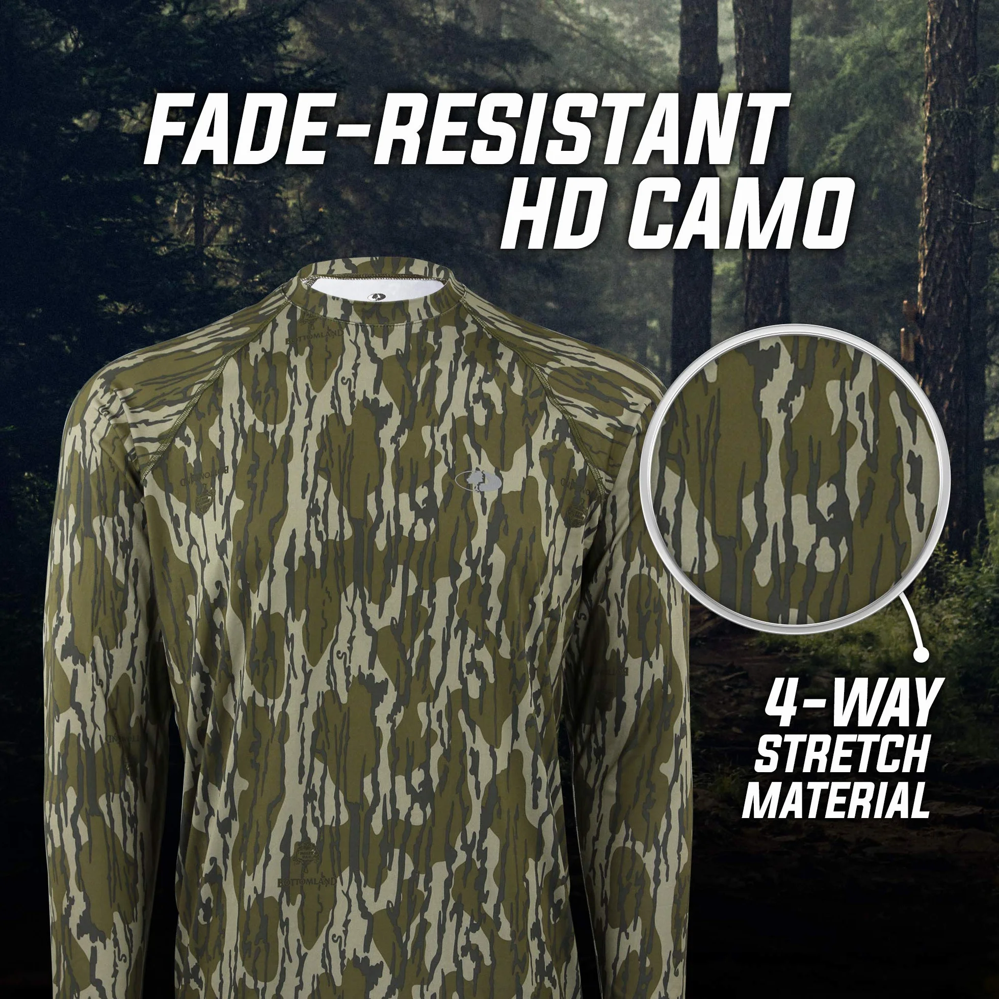 Mossy Oak Długi rękaw Mężczyźni Men's Hunting Shirt Camo Clothes Long Sleeve (1 w zestawie)