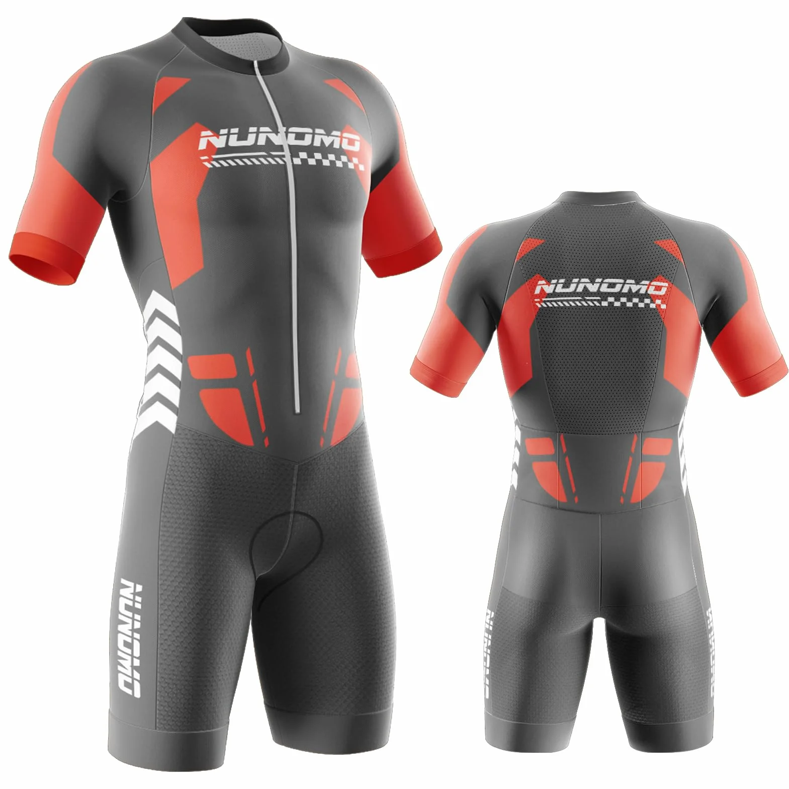 Męski kombinezon triathlonowy z krótkim rękawem, MTB Body Trisuit Cycling Skinsuit with Gel Pad do pływania/biegania/jazdy na rowerze, z żelową wyściółką, szybkoschnący, oddychający
