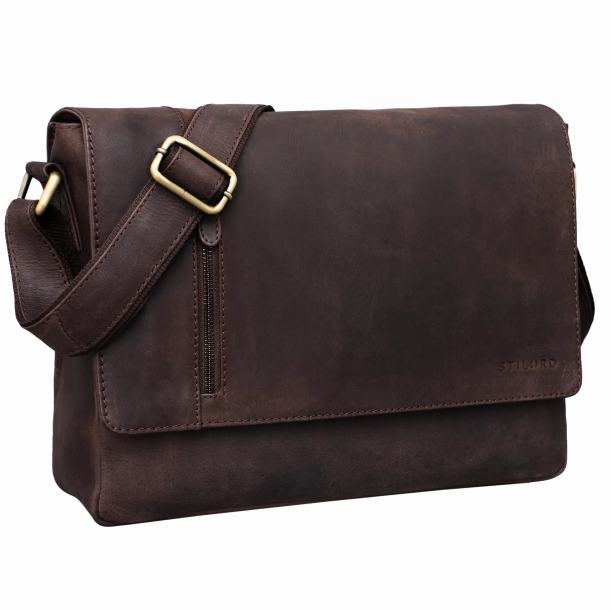 STILORD "Davis" Messenger Bag Bag Skóra 13 cali Laptop Bag Vintage Torba na ramię Torba na ramię Uni Office Book Bag Messenger Bag Skóra Kolor:gałka muszkatołowa - brązowy