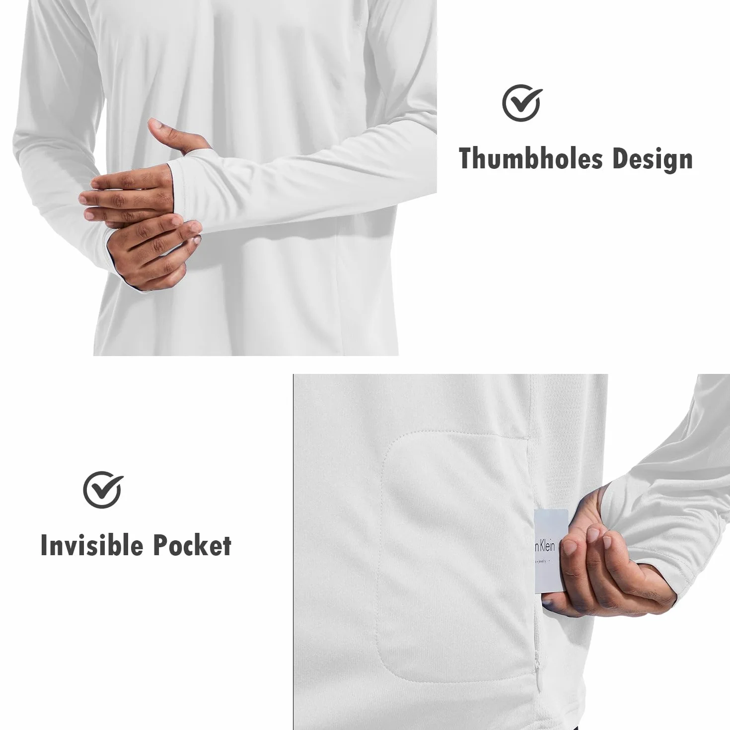 BALEAF Rashguard męska koszulka UV z długim rękawem UPF 50+ bluza z kapturem, lekka, z otworem na kciuk, do biegania, surfowania, wędkowania, wędkowania
