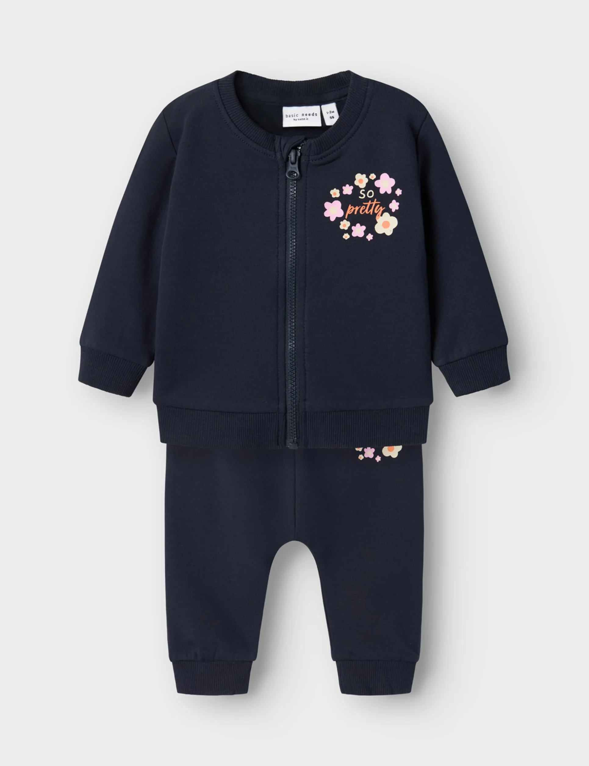 NAME IT Nbfvrillie Sweat Cardigan Box Bru Set Dress, Dark Sapphire/Print: FLOWER, 86