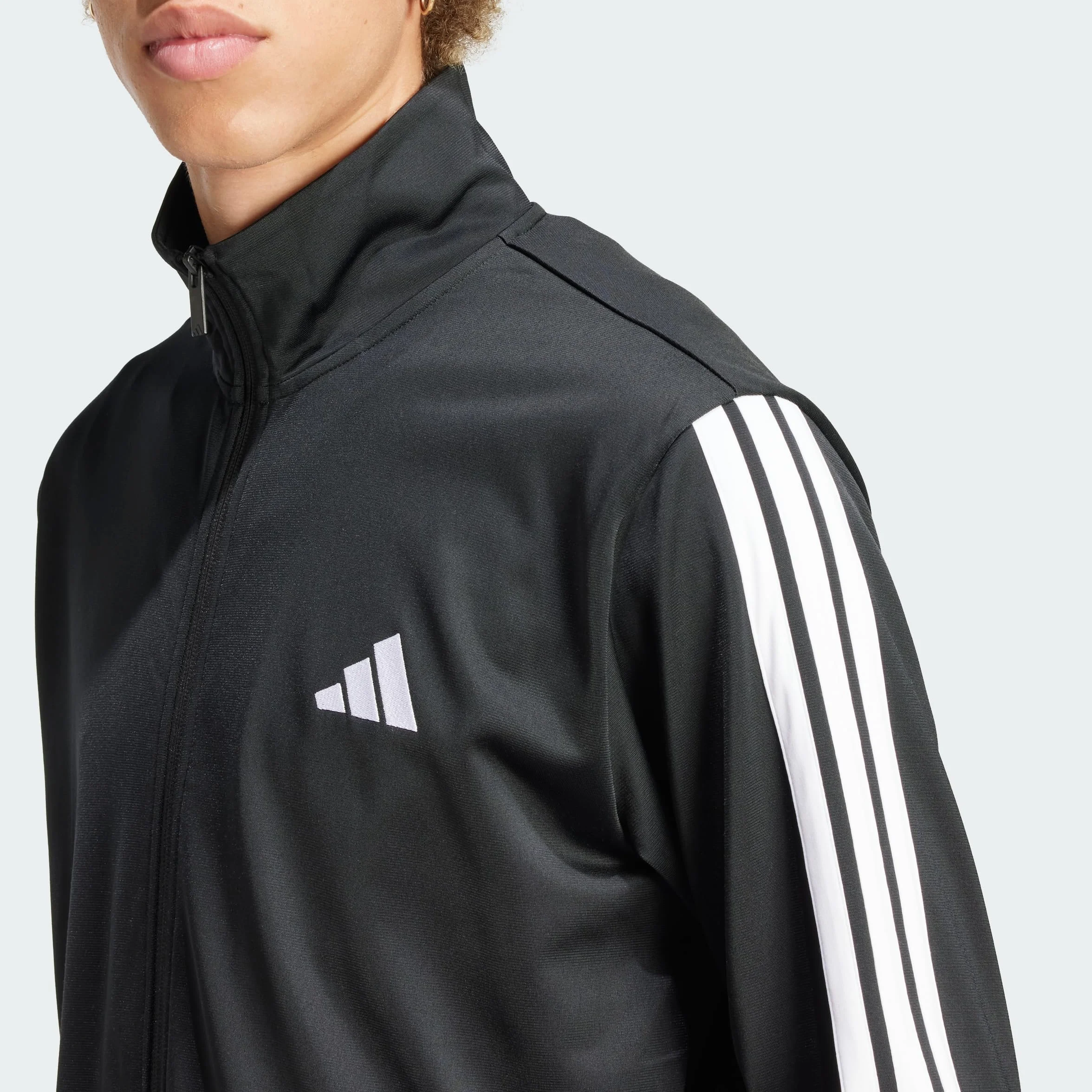 adidas Mężczyźni SPORTSWEAR BASIC 3 STRIPES TRICOT TRACKSUIT, Black, S Short