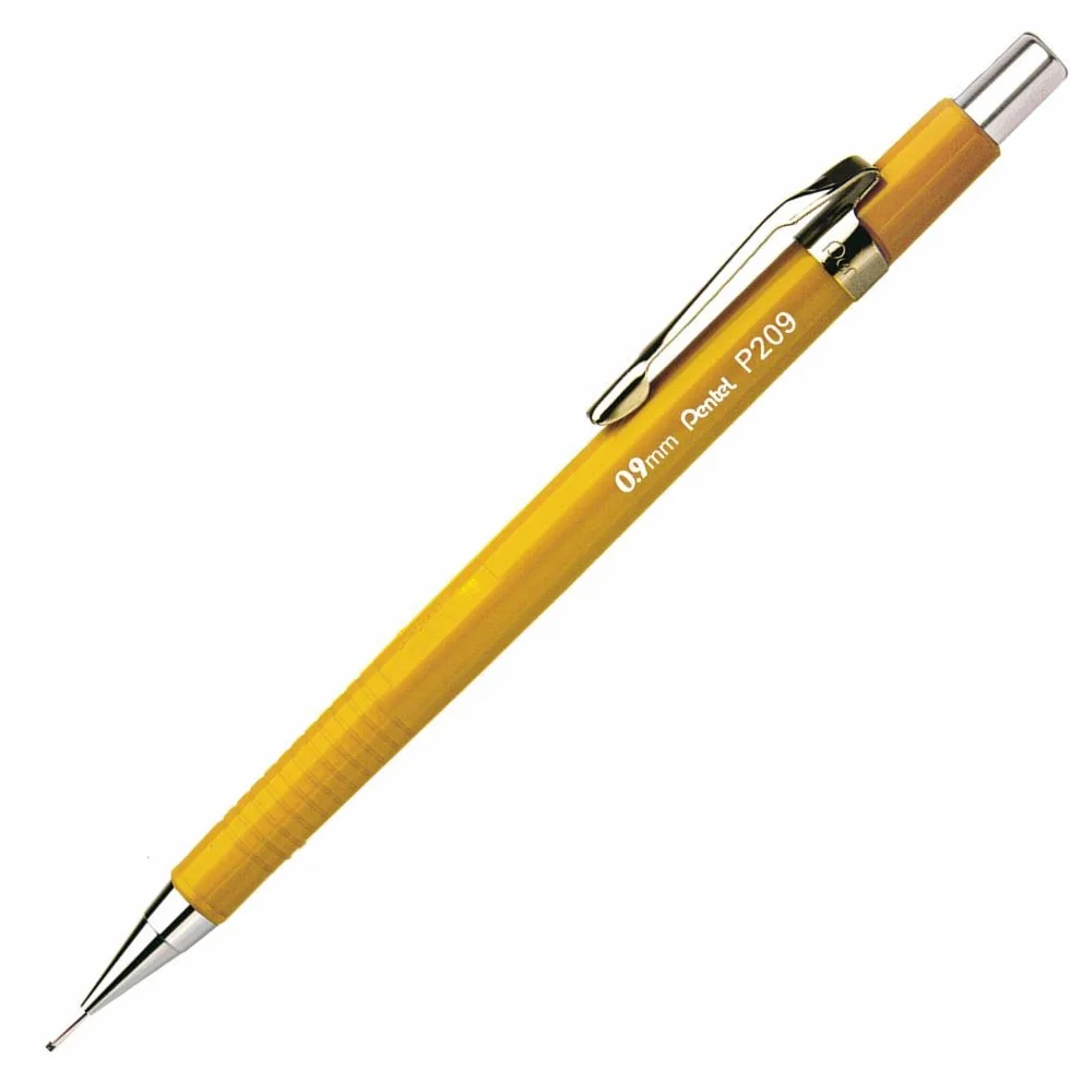 Pentel P209-G ołówek automatyczny, HB, 0,9 mm, żółty, 1 sztuka (1 opakowanie)