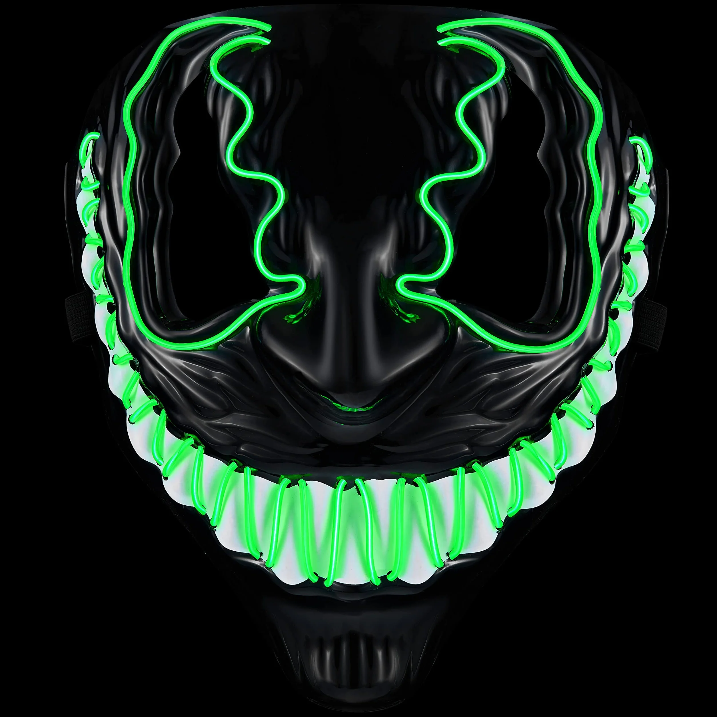 Maska LED Venom z 3 trybami owietlenia - idealna dla DJ-a Techno | Halloween | Cosplay | Karnawa | Straszna maska | Neonowa maska | jako dodatek do kostiumu horroru