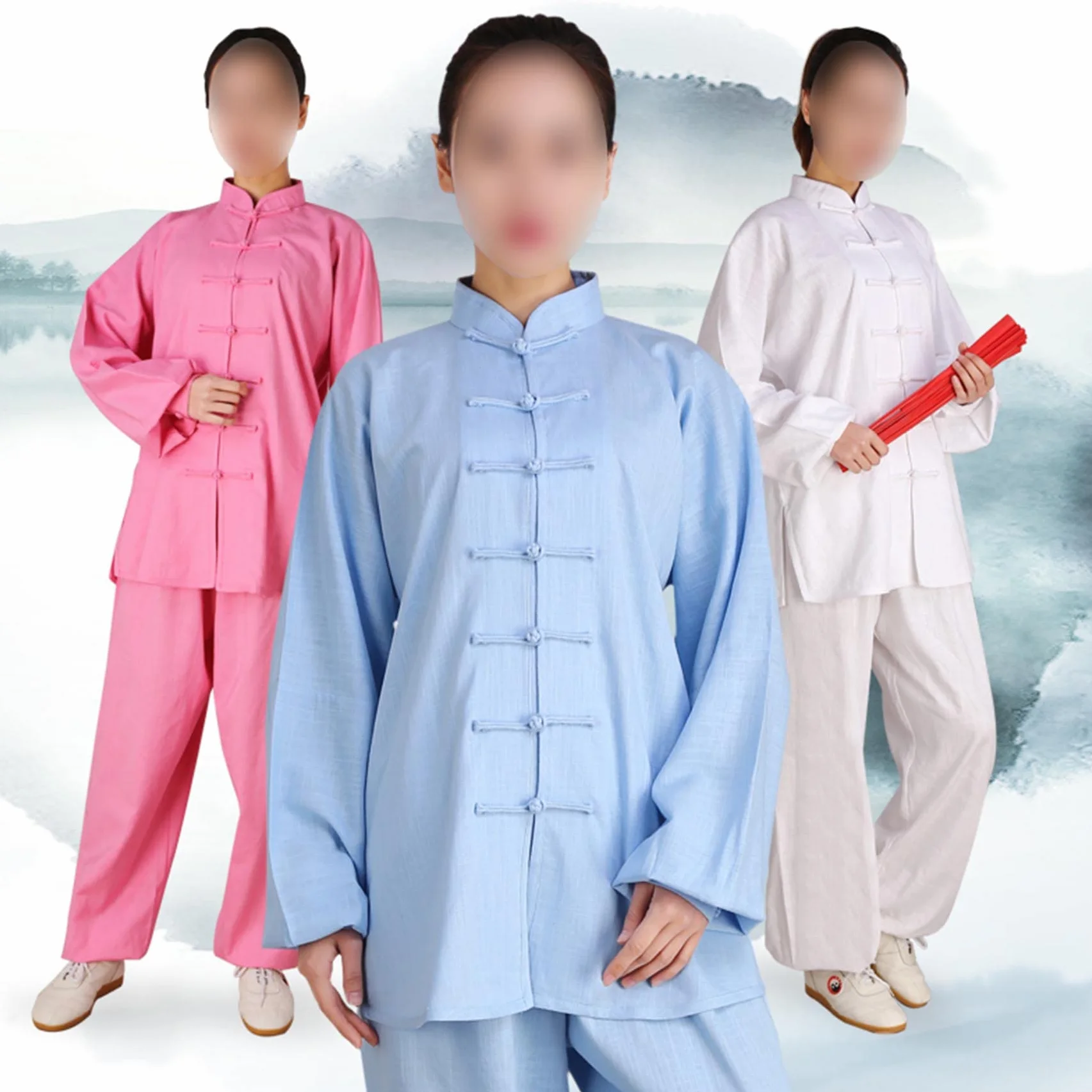 Damski strój do Tai Chi, chiński strój do Kung Fu, jedwabny, bawełniany, (biały, rozmiar M)