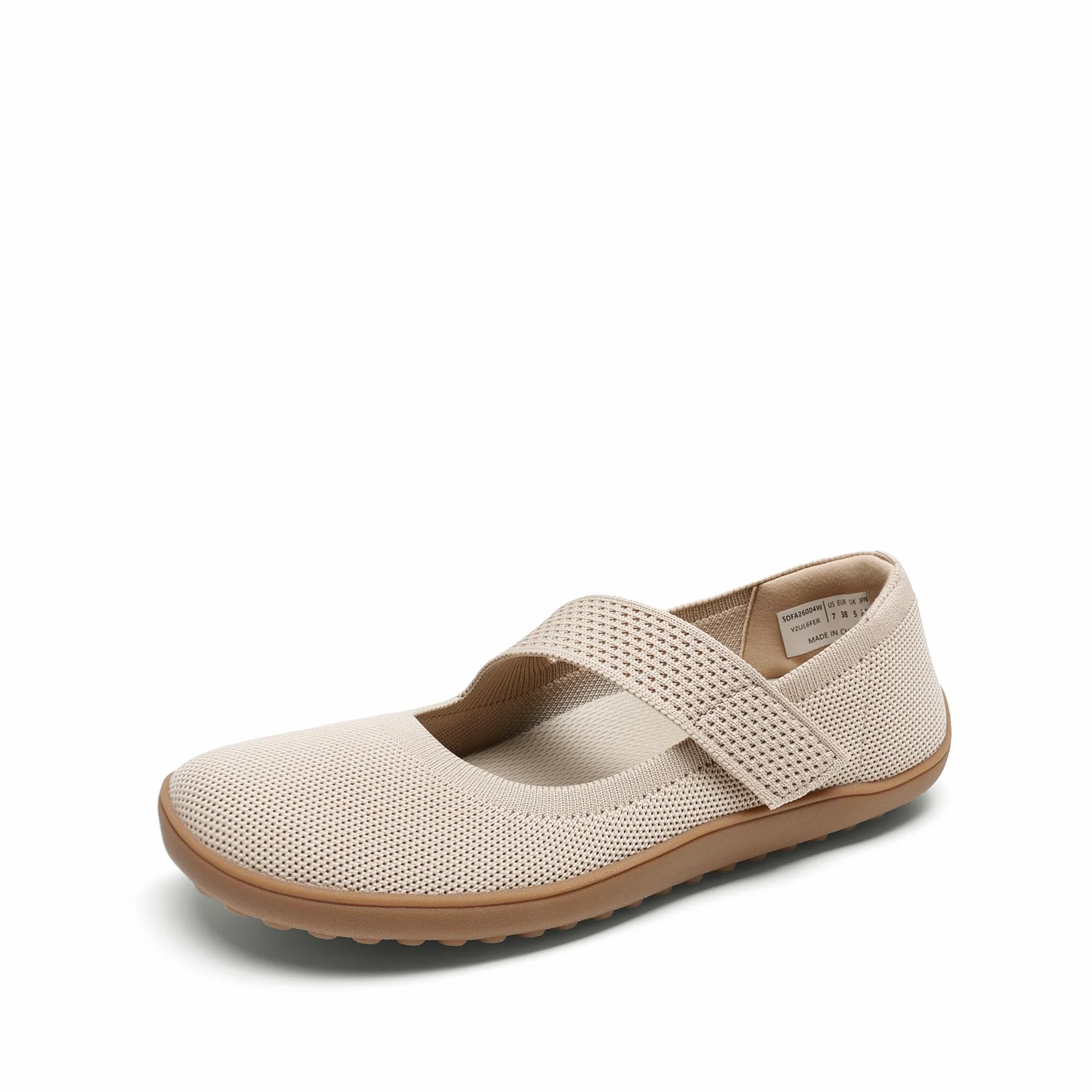DREAM PAIRS Damskie baleriny Mary Jane Barefoot Knit Wide Toe Box Arch Support Płaskie buty dla kobiet szykowne na co dzień biuro biznes praca podróż spacer