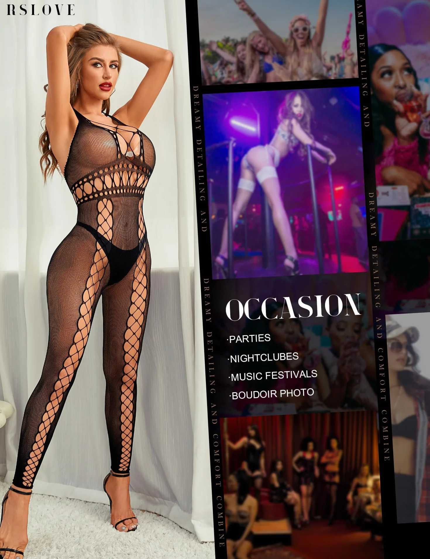 RSLOVE Seksowna bielizna damska siateczkowe body body body odzież damska
