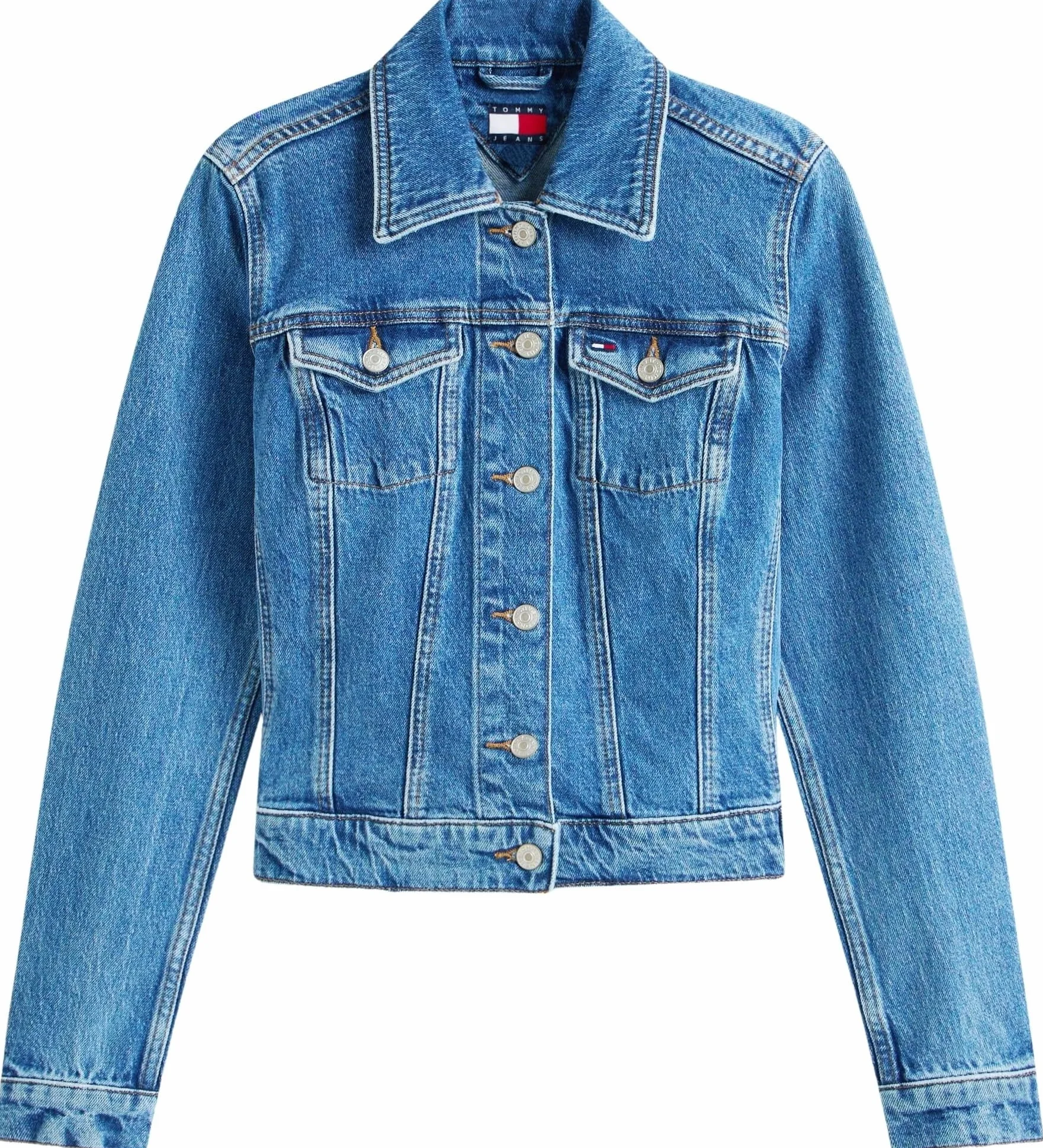 Tommy Jeans Damska kurtka VIVIANNE SKN CI8132 EXT DW0DW22489 Trucker Jacket, dżinsowa (Denim Medium), XXS, Dżins (Denim Medium), XXS