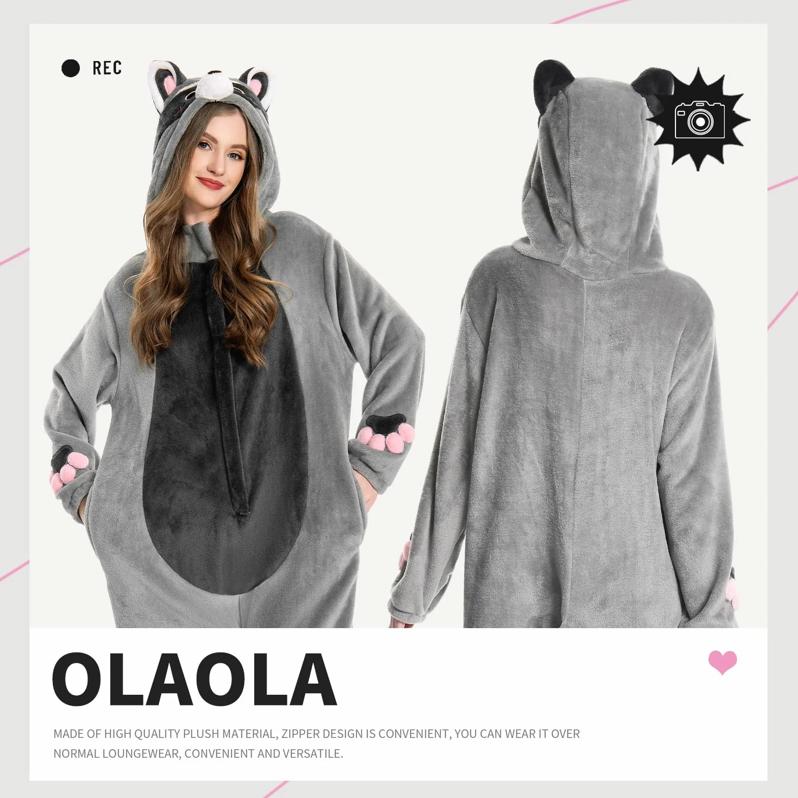 OLAOLA Onesies dla dorosłych, uniseks, nowość piżama, kostium na Halloween, miękka, wygodna odzież domowa, bielizna nocna, jednoczęściowa piżama, cosplay