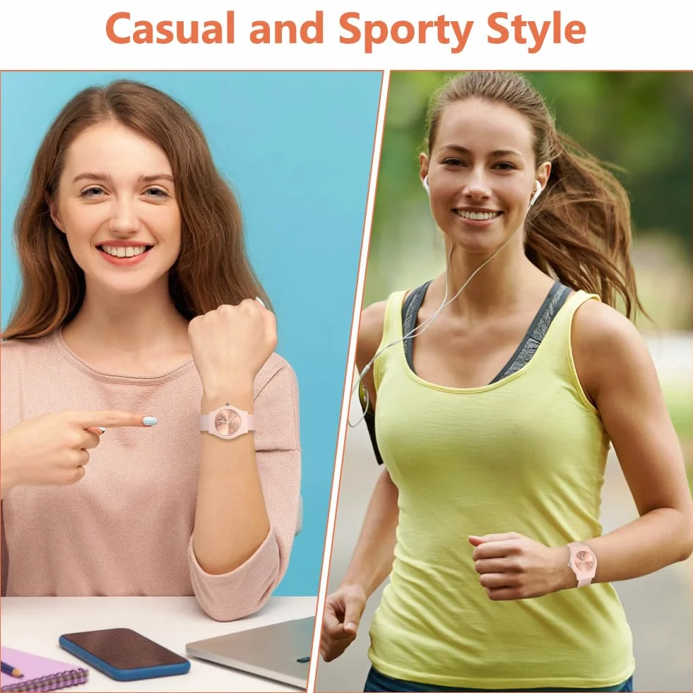 OFFCUP Silikonowy pasek damski zegarek sportowy 38 mm, analogowe zegarki kwarcowe, damskie zegarki z łatwą do odczytania tarczą, prosty damski zegarek na rękę dla lekarzy, pielęgniarek, studentów,