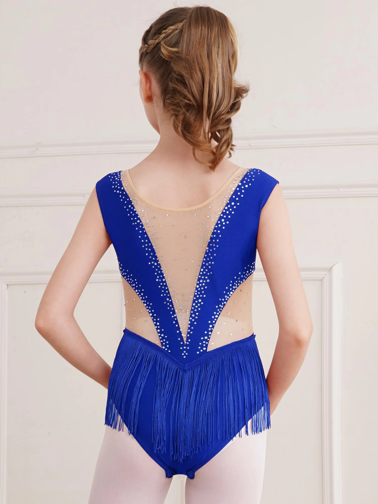 Runhomal Dziewczyna Trykot gimnastyka rytmiczna zawody Rhinestone Strój bez rękawów Dziecko Leotard Łyżwiarstwo figurowe Balet Joga Performance