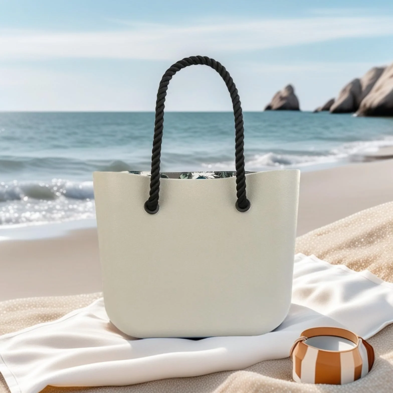 Uchwyty do torebek O Bag, 2 sztuki, uchwyty do torebki plażowej, klasyczne paski do torebki, uchwyty do torebki Obag, akcesoria, 70 cm, czarne