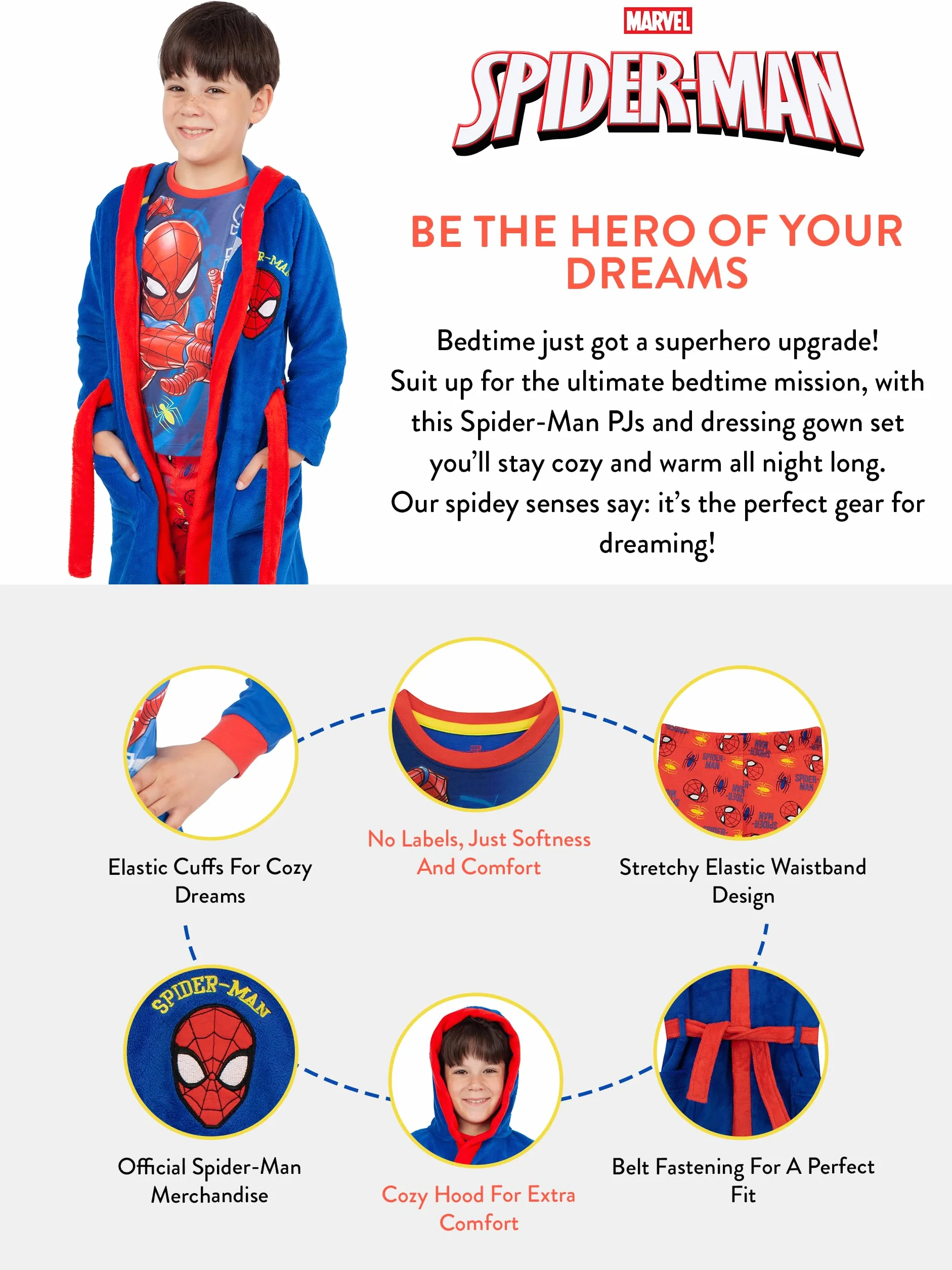 Marvel Chłopcy Szlafrok Piżama Spiderman