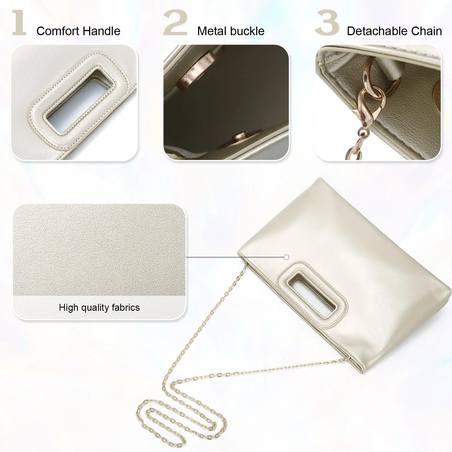 Fecialy Torebki kopertowe z górnym uchwytem dla kobiet elegancka formalna torebka wieczorowa skórzana torba na ramię crossbody z łańcuszkiem