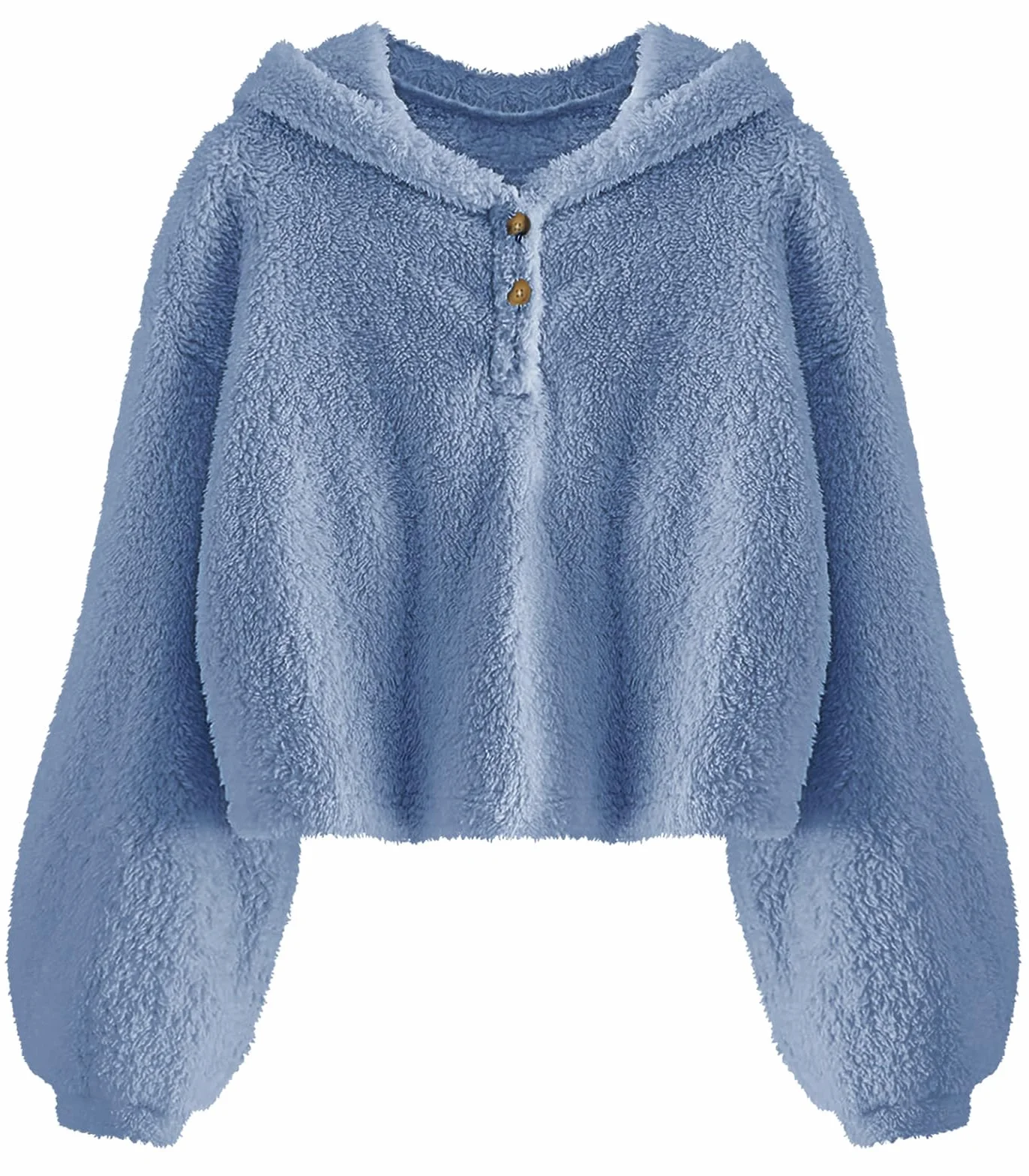 Imily Bela Dziecięce dziewczęce puszyste bluzy z kapturem ciepłe luźne guziki sweter Sherpa kurtka top