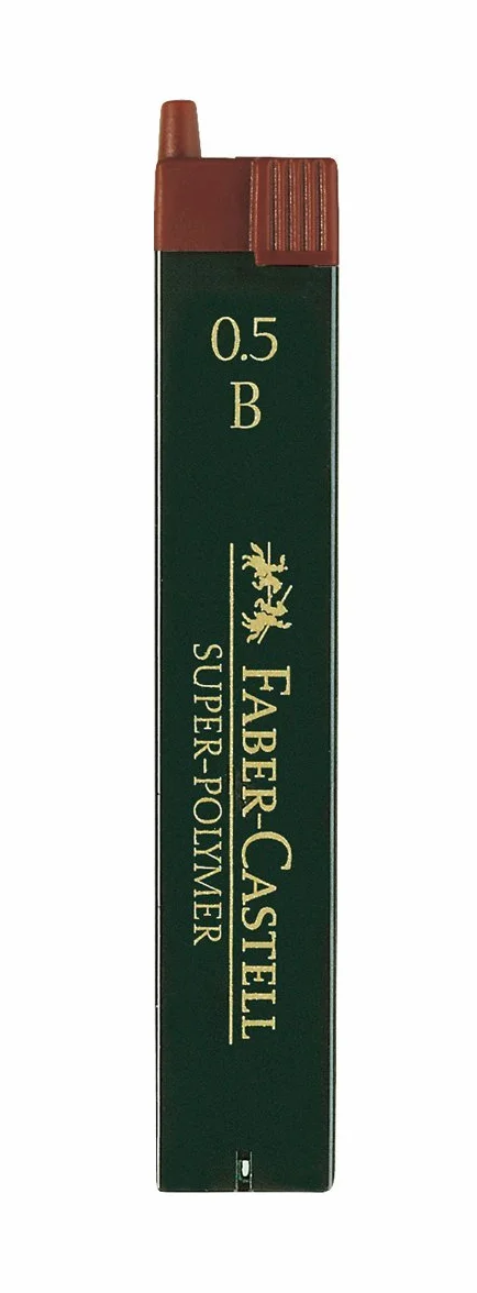 Faber-Castell Super-Polymer 120501 Lot de 12 mines fines Degré de dureté B - 0,5 mm