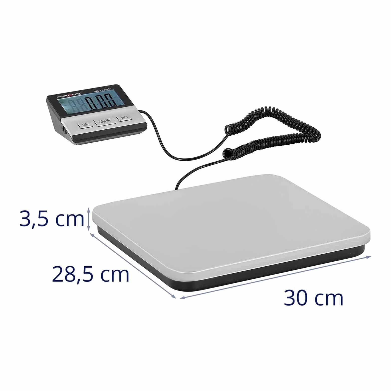Steinberg System 200 kg / 50 g cyfrowa waga paczek waga platformowa z wyświetlaczem LCD waga cyfrowa 30,0 x 28,5 cm