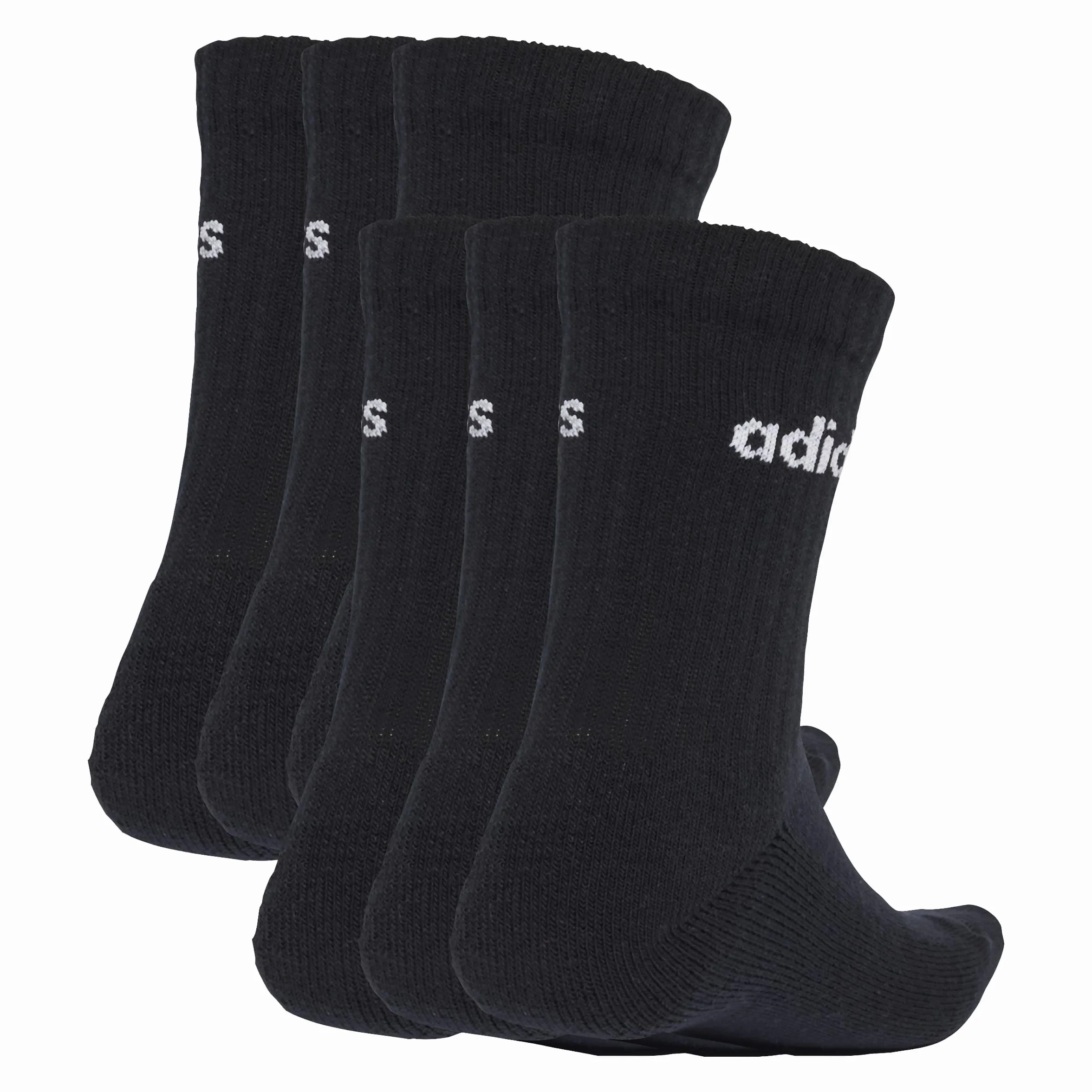 adidas Uniseks Linear Crew Socks Cushioned Socks 6 Pair Pack, Black/White, 40-42
