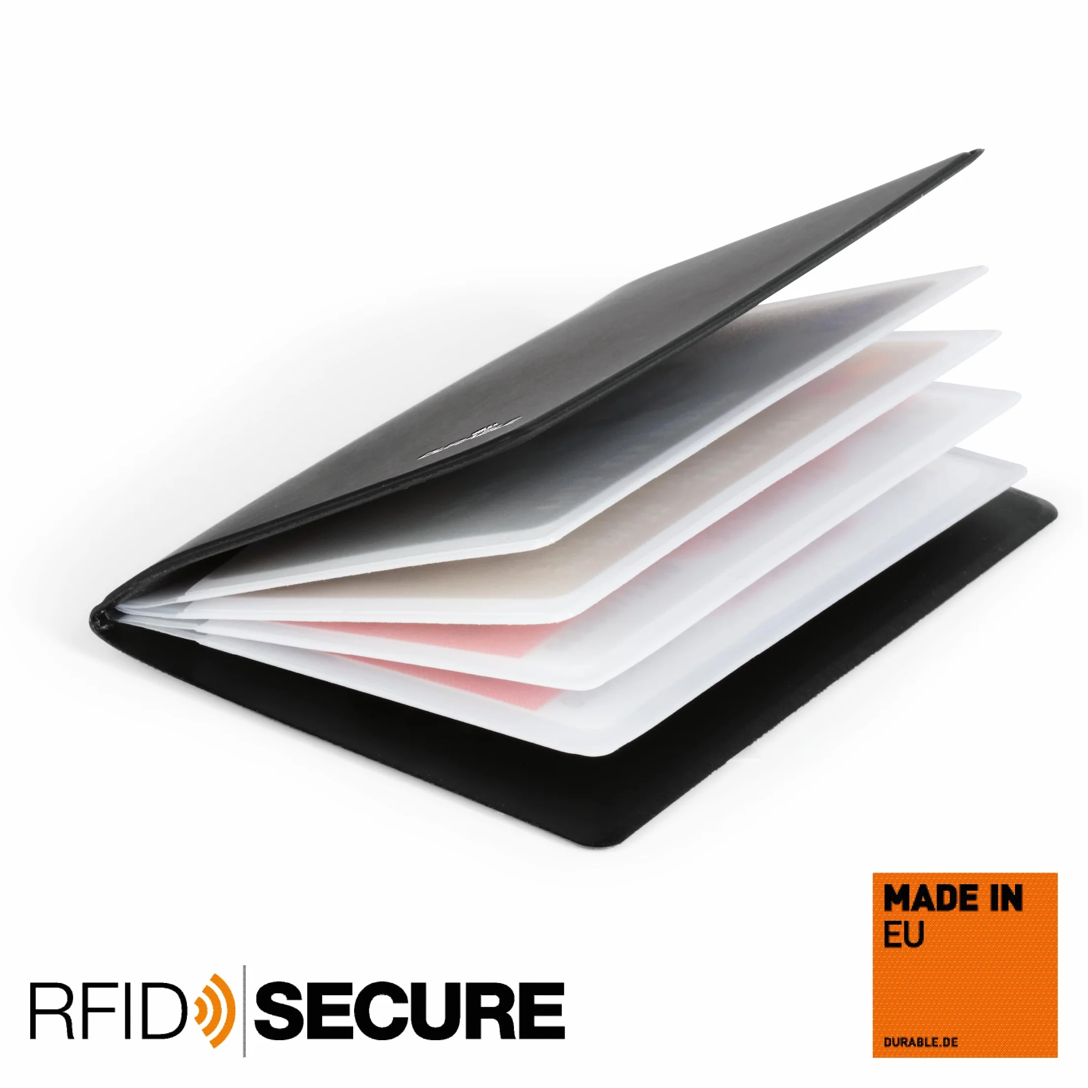 Durable 230958 Etui na karty kredytowe (z ochroną RFID, na 8 kart), kolor czarny.