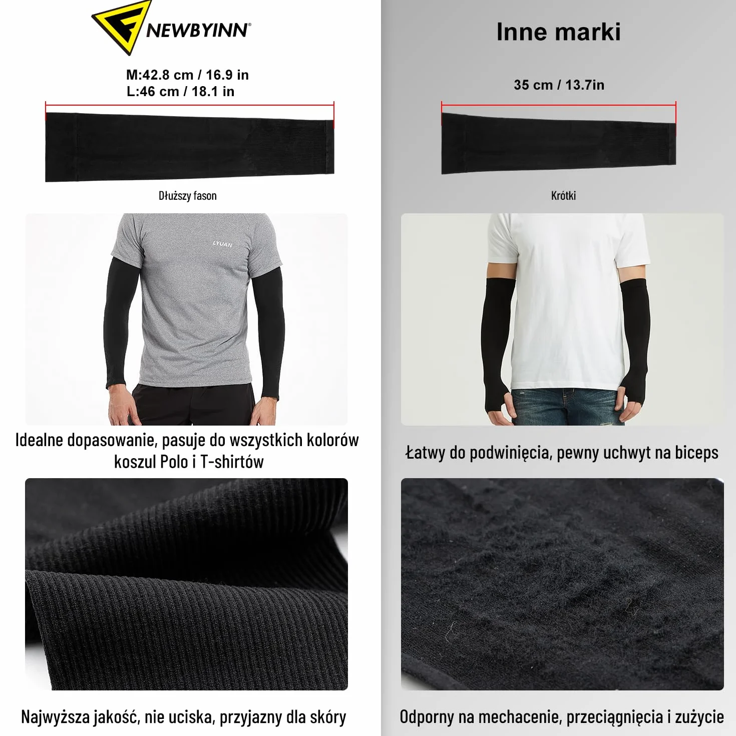 Newbyinn Rękawy na ramiona anty-UV, rękawy do siatkówki, idealne do jazdy na rowerze, piłki nożnej, siatkówki plażowej, kompresji na ramiona na ramiona tatuaże dla mężczyzn i kobiet, 2 pary
