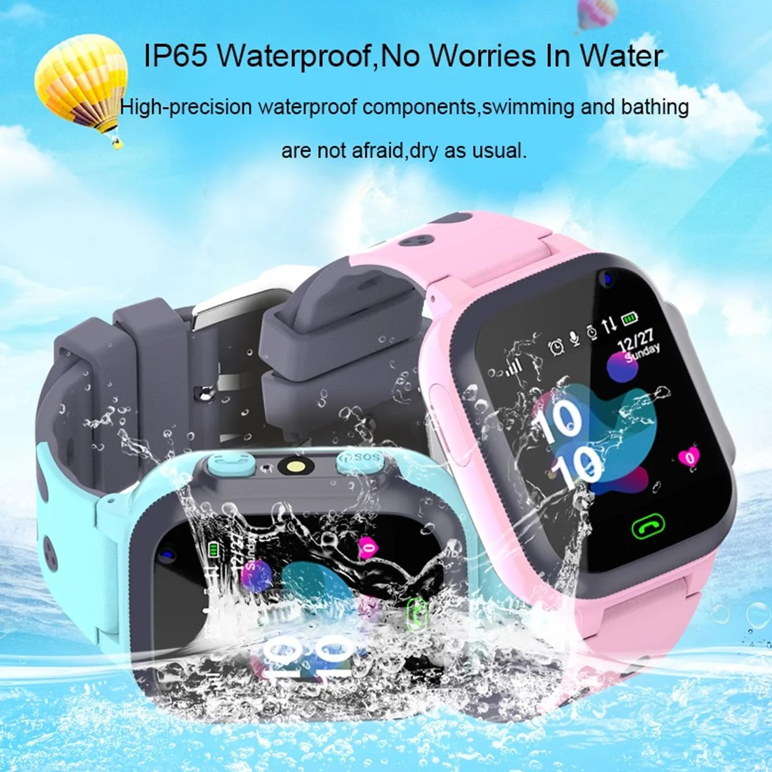 Smartwatch dla Dzieci Kolorowy Ekran Dotykowy o Przekątnej 1,44 Cala, 2-kierunkowe Połączenia Głosowe, Tryb zajęć Lekcyjnych, Pozycjonowanie LBS w Czasie Rzeczywistym, Aparat do