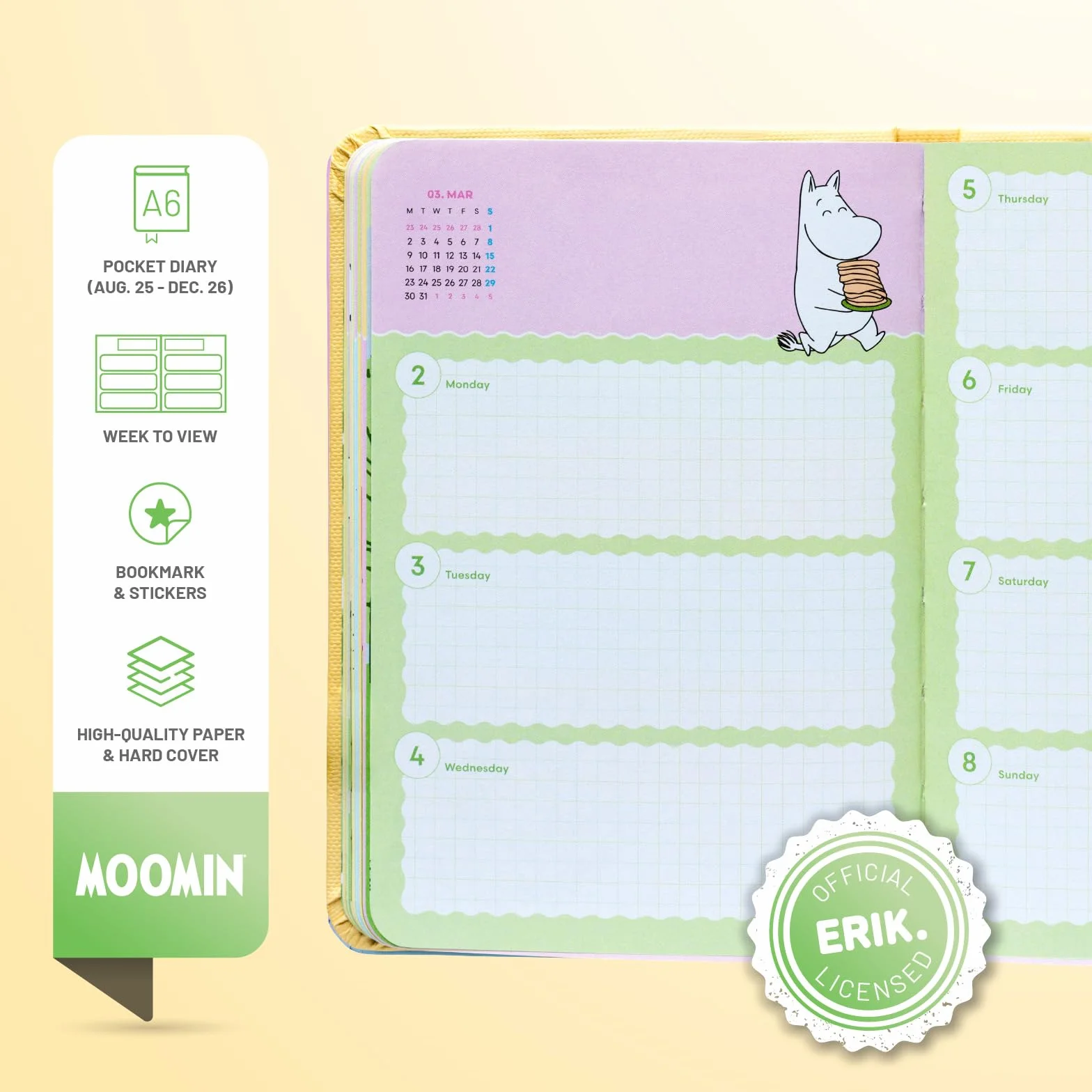 Grupo Erik Pocket Academic Diary 2025-2026 Week To View - Moomin Stationery | A6 Diary 2026 17 Month, Weekly Academic Planner 2025-2026 Mid Year | Moomins Gifts