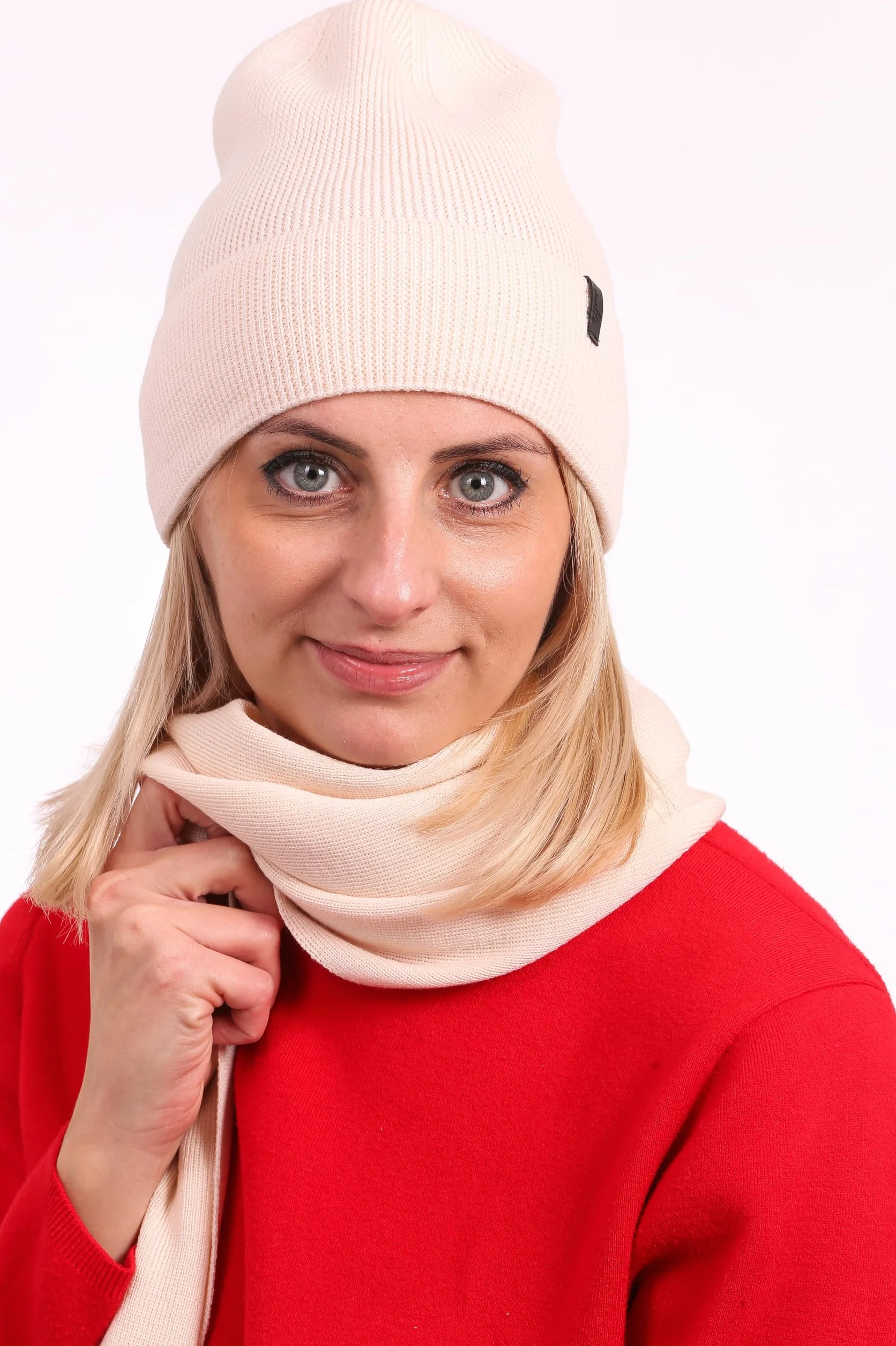 molti Zestaw damskiej czapki i szalika – 100% wełna z merynosów, Öko-Tex Standard 100, czapka beanie i szal z dzianiny, ocieplająca, oddychająca i hipoalergiczna, rozmiary: czapka 55-60 cm, szal 204 x